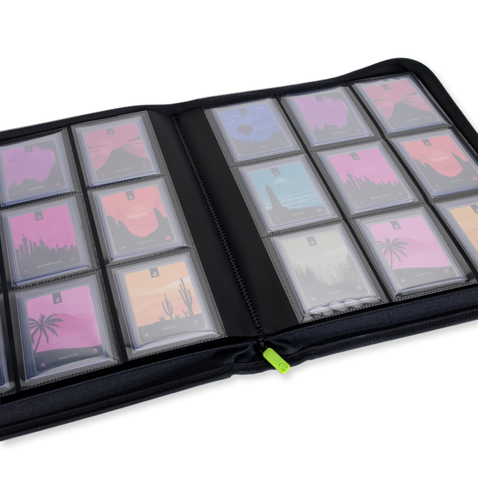 VaultX 9 Pocket Toploader Zip Binder with toploaded cards