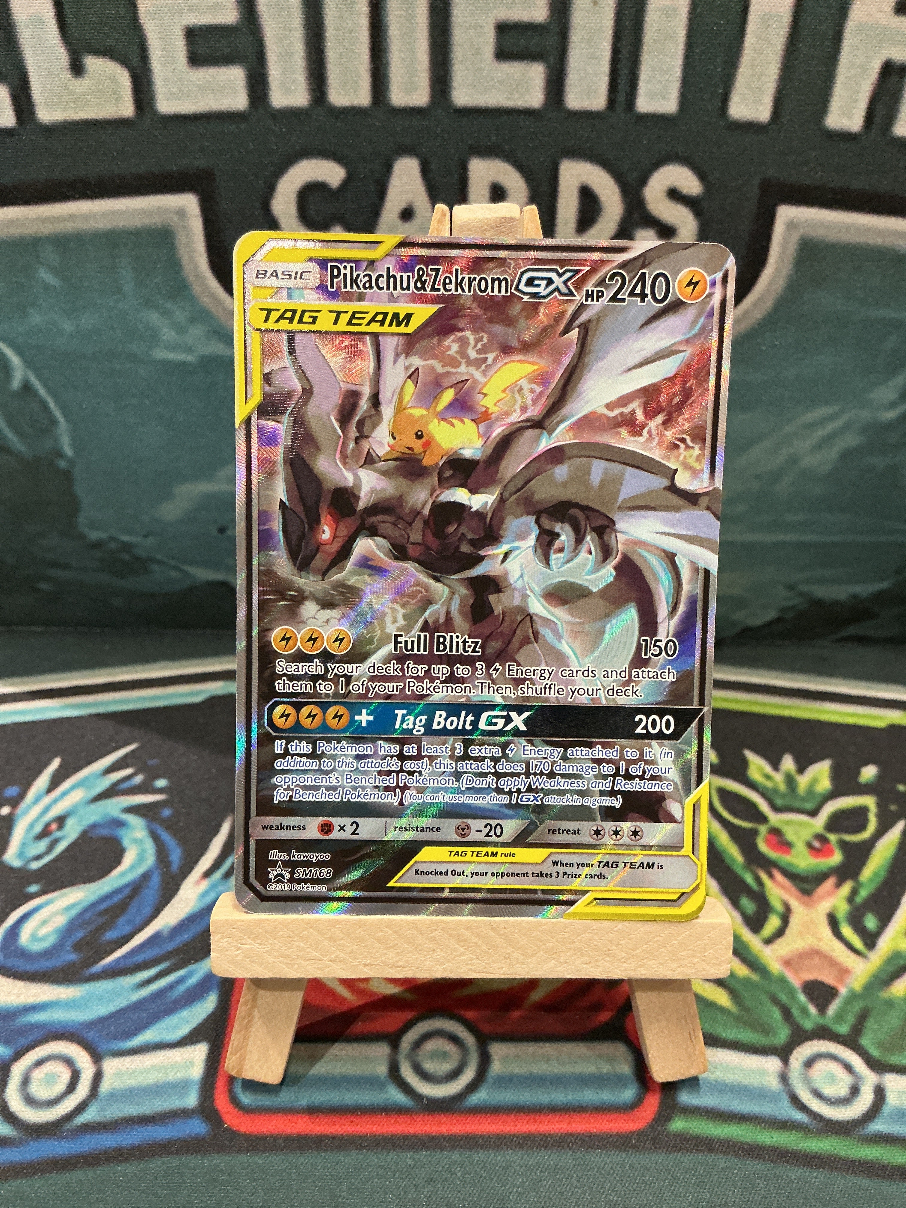 Pikachu & Zekrom GX Full Art Promo Tag Team Sun and Moon SM168 LP