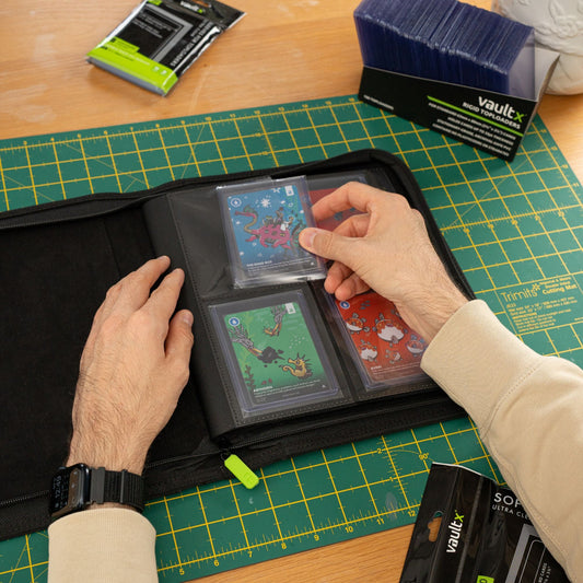 VaultX 4 Pocket Toploader Zip Binder - toploader sleeve setup