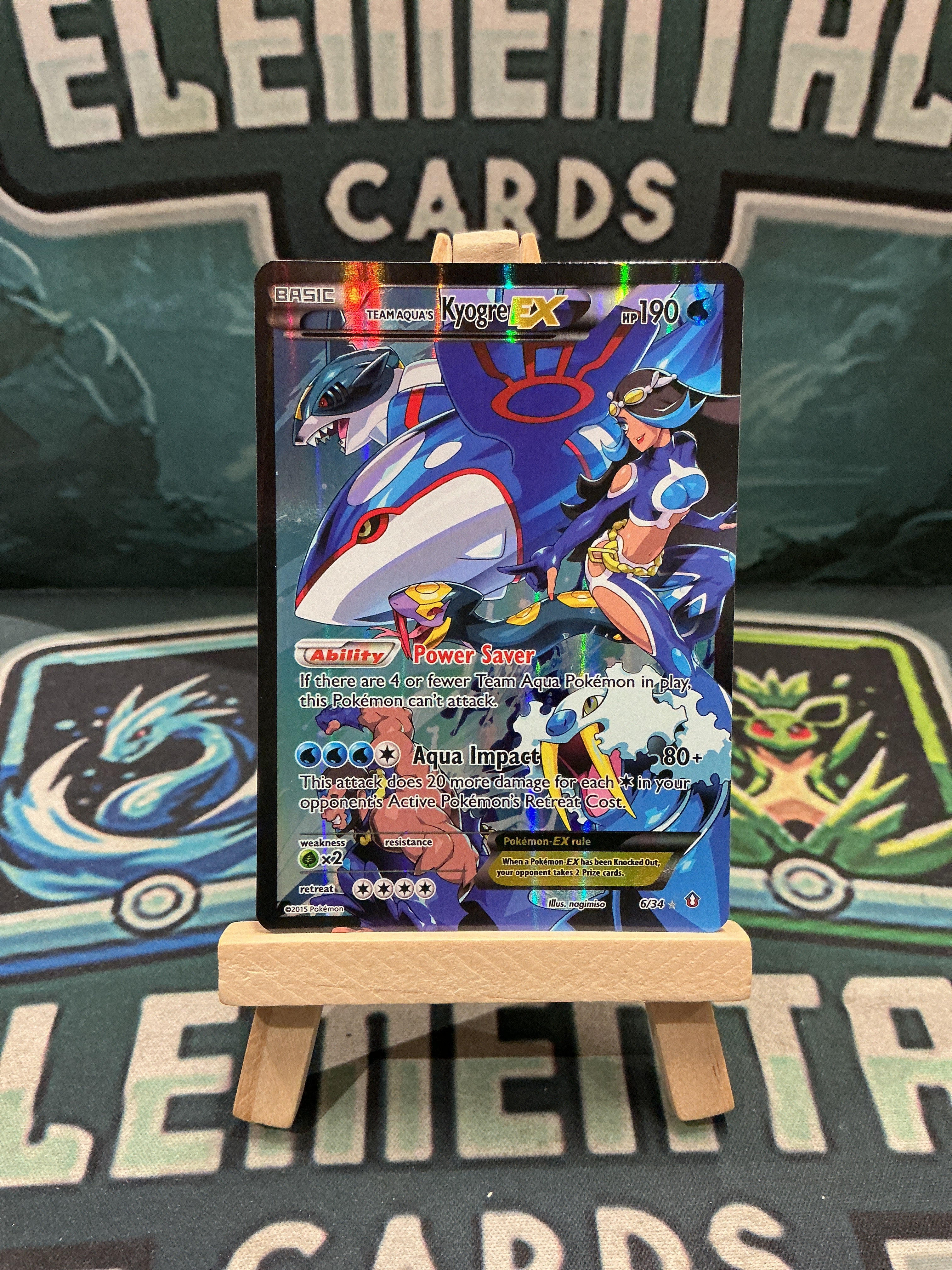 Team Aqua’s Kyogre EX Ultra Rare XY Double Crisis 6/34 LP