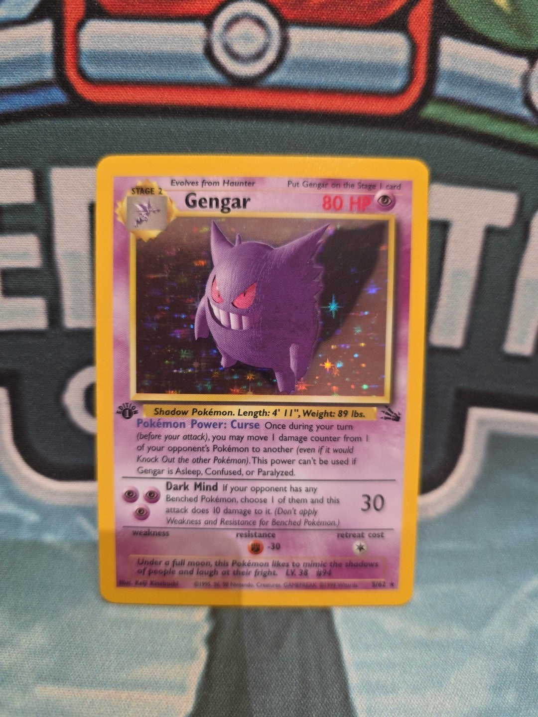 Pokemon TCG WOTC 1999 Fossil Set: Gengar 5/62 1st Edition Holo Rare - LP/NM
