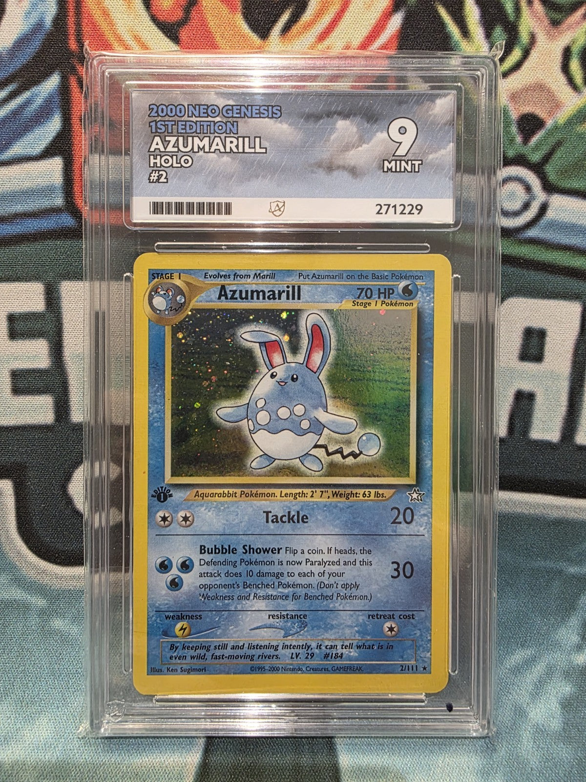 Azumarill 2/111 1st Edition Neo Genesis Ace 9 Not PSA