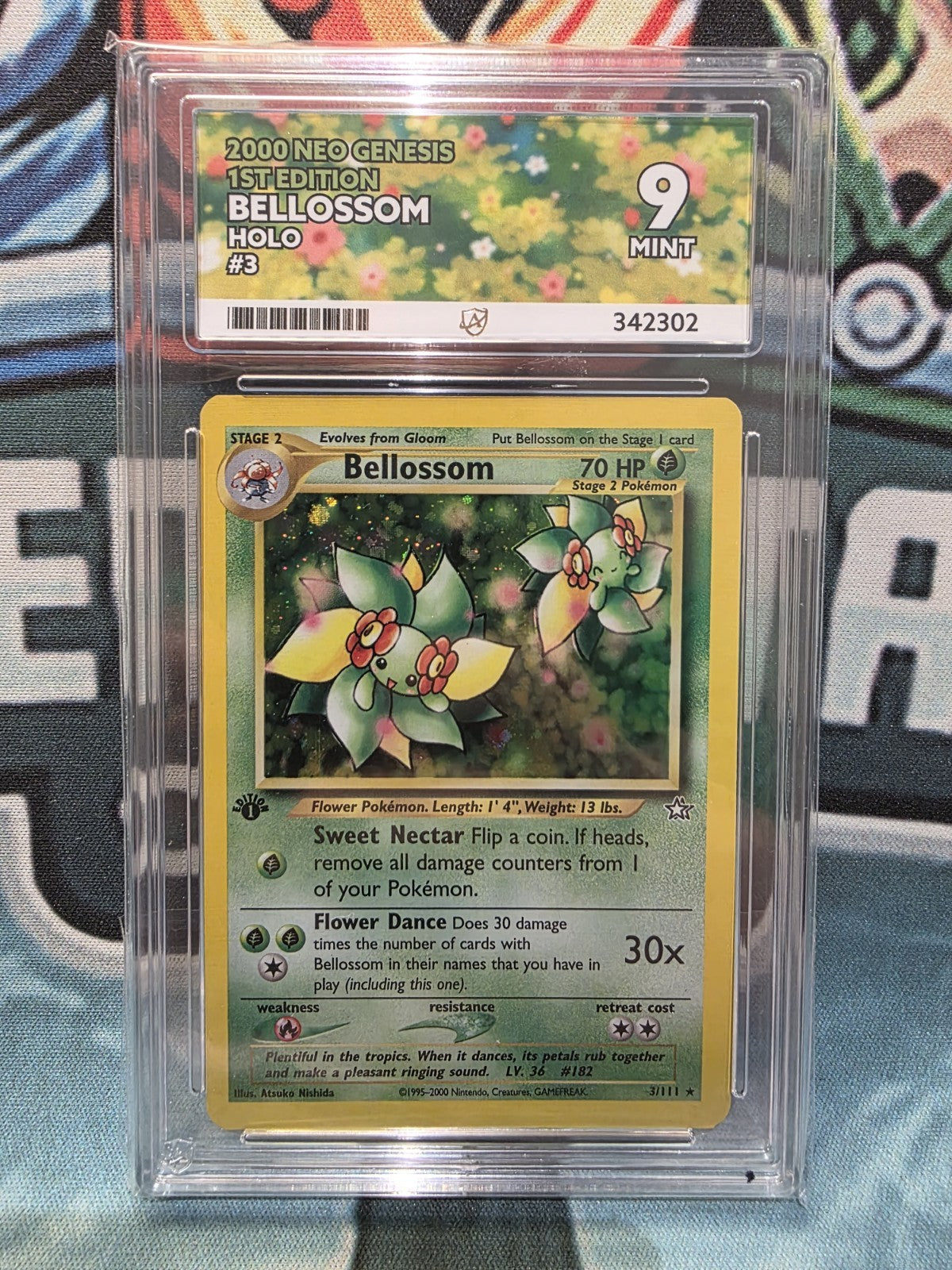 Bellossom 3/111 1st Edition Neo Genesis Ace 9 Not PSA