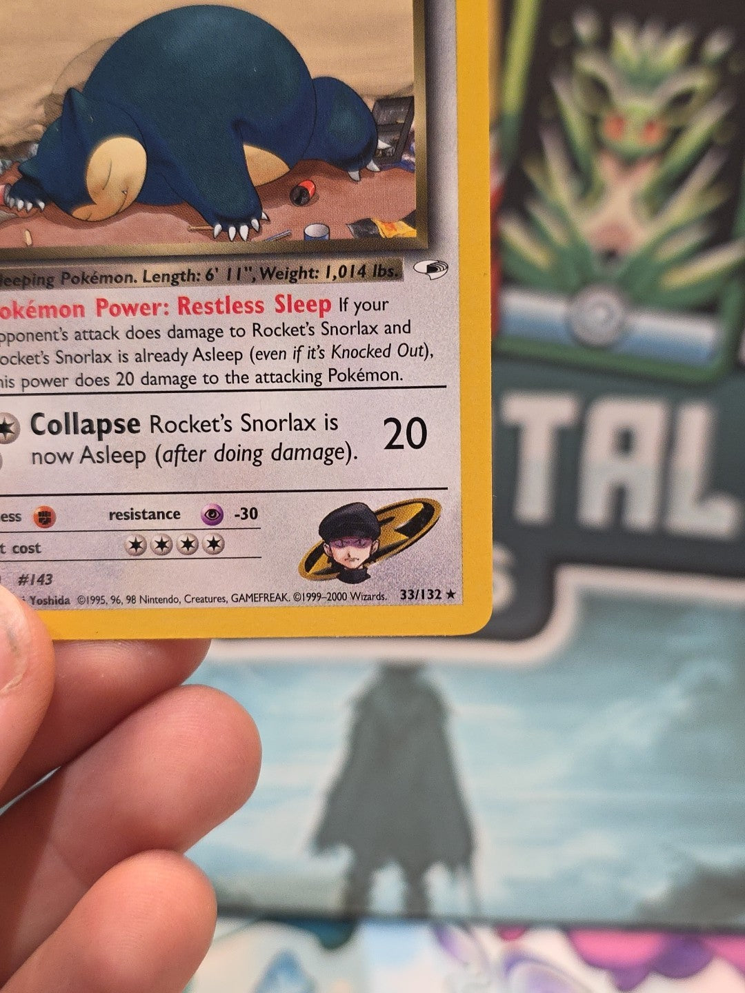 Pokemon Card Rocket’s Snorlax 33/132 Gym Heroes 1st Edition Rare WOTC Near Mint