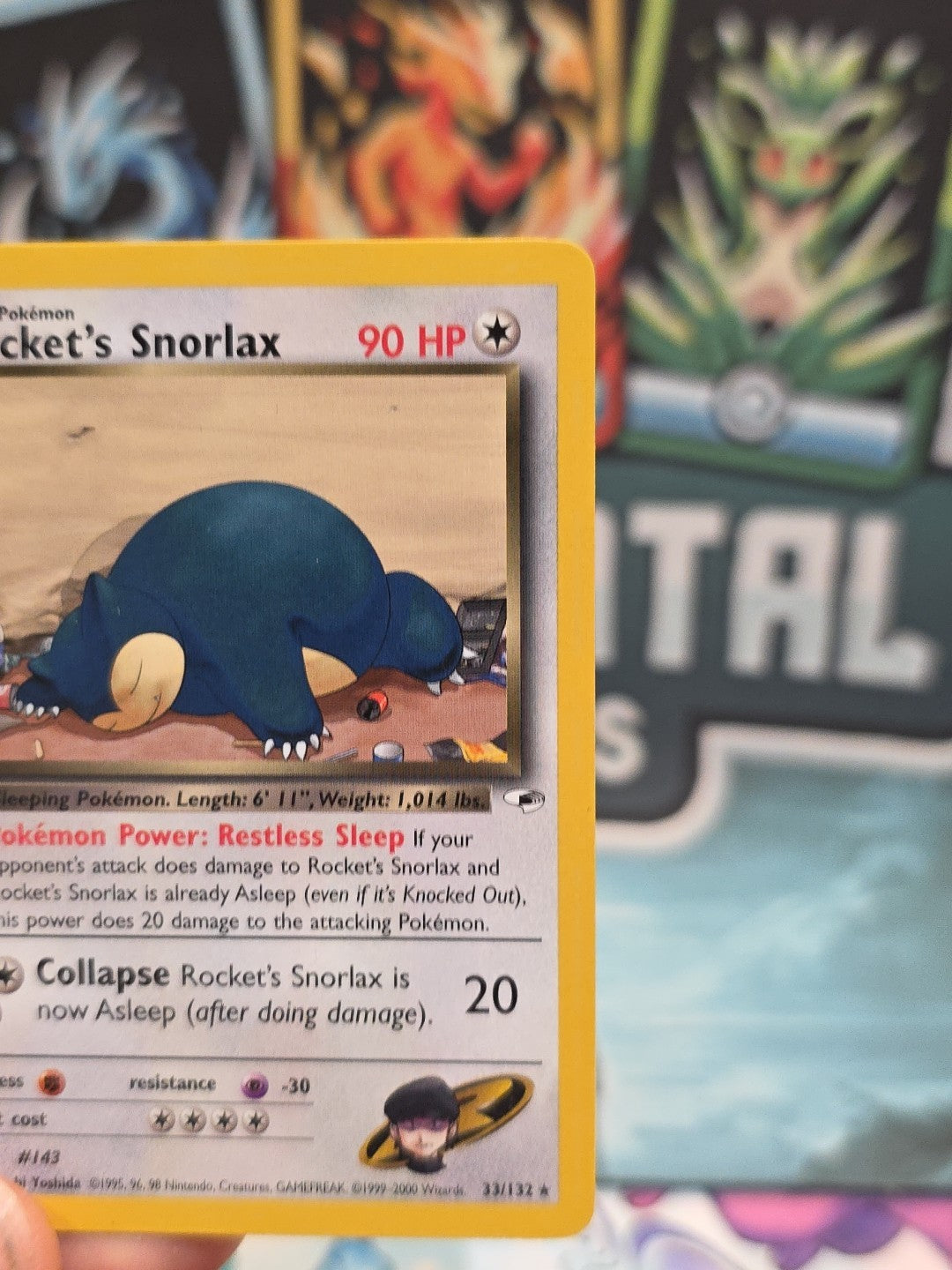 Pokemon Card Rocket’s Snorlax 33/132 Gym Heroes 1st Edition Rare WOTC Near Mint