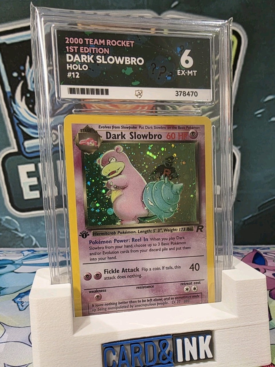 Pokémon Dark Slowbro TCG Team Rocket Holo Card 12/82 1st Edition ACE 6 not PSA