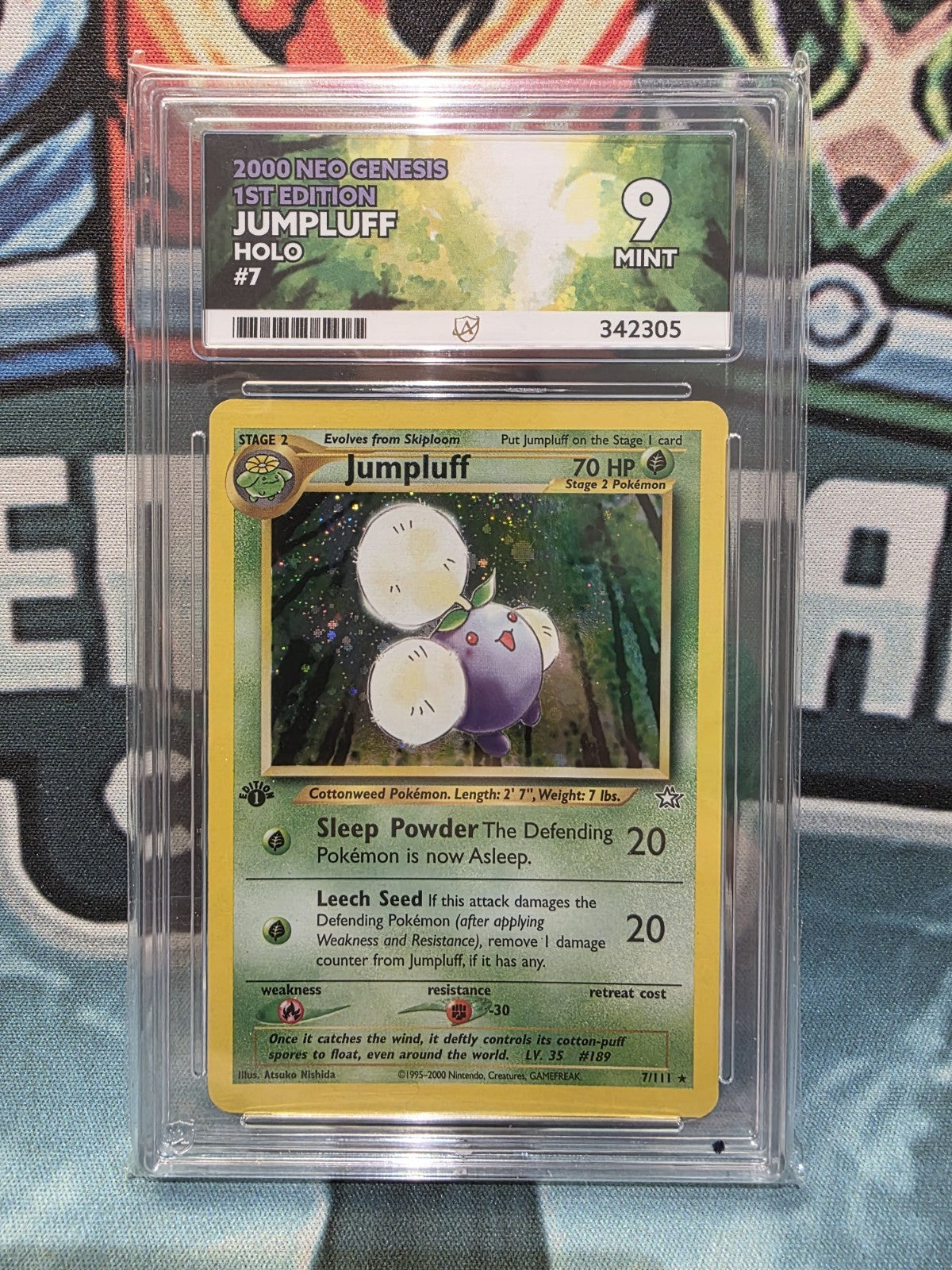 Jumpluff 7/111 1st Edition Neo Genesis Ace 9 Not PSA