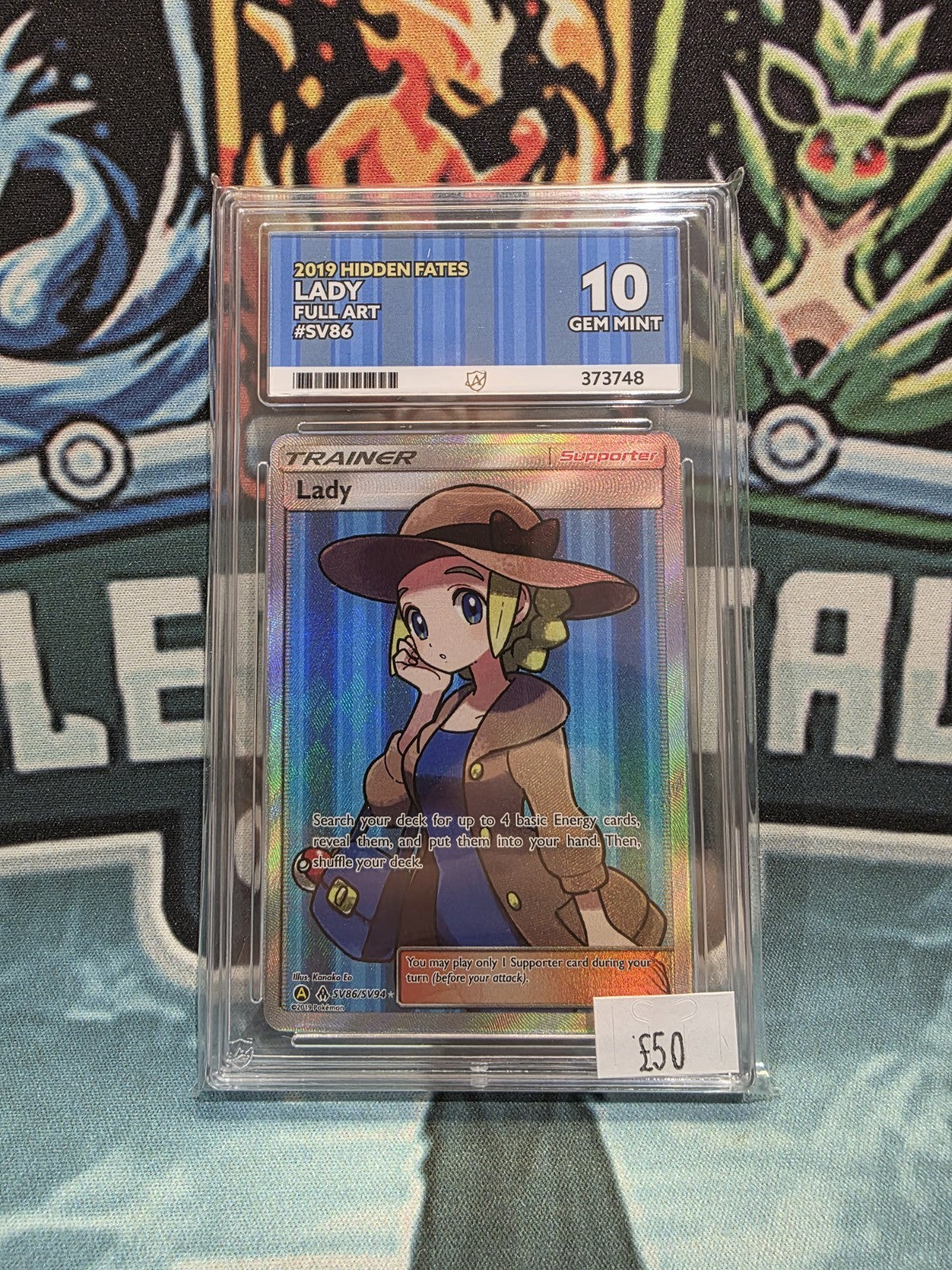 2019 Pokemon Sun & Moon Hidden Fates Full Art Lady SV86 ACE  10 Gem Mint not PSA