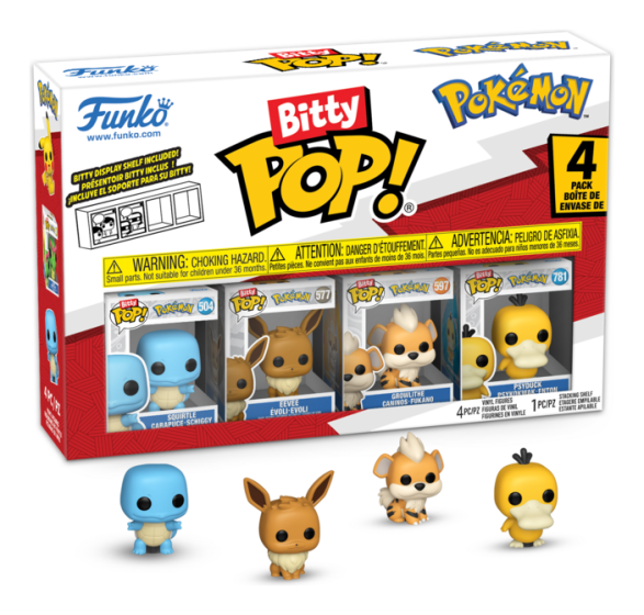 Bitty POP! Pokémon Squirtle 4‑Pack – Funko Mini Figures Set