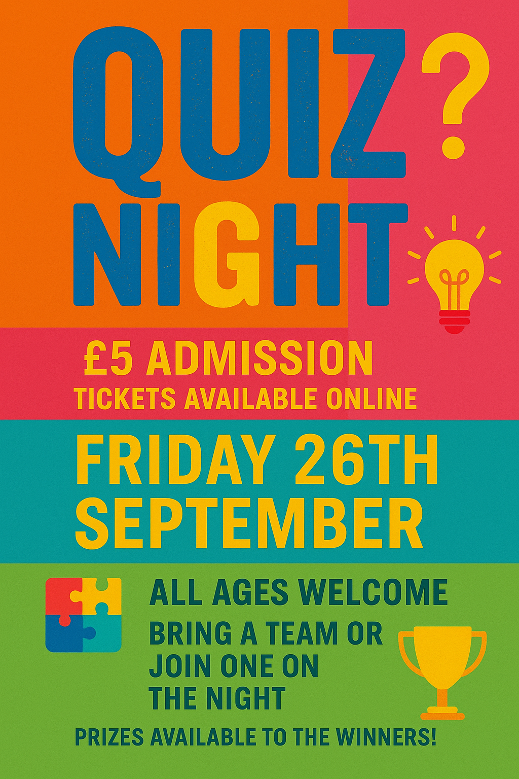 🧠 Community Quiz Night – Friday 26th September 7–10pm