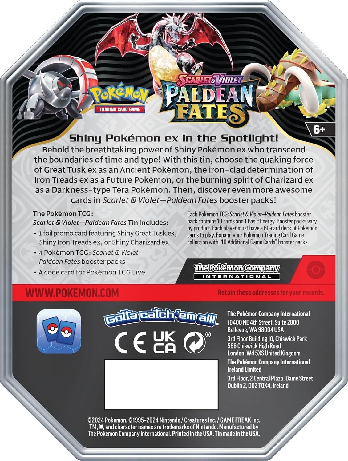 Pokémon: Paldean Fates Tin – Iron Treads ex!
