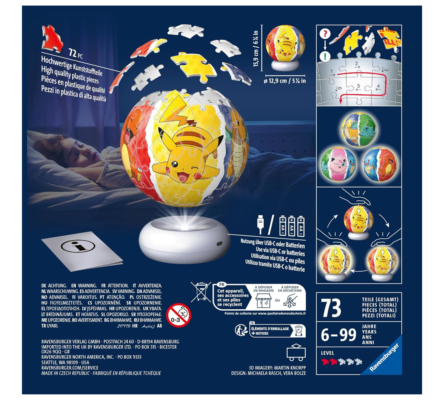 Ravensburger Pokémon 72-Piece Nightlight Puzzle – Interactive Glow-in-the-Dark Puzzle Toy for Kids & Collectors