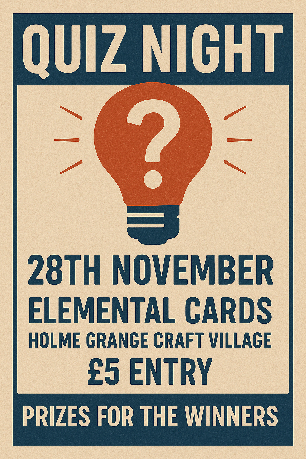 🧠 Community Quiz Night – Saturday 29th November 7–10pm