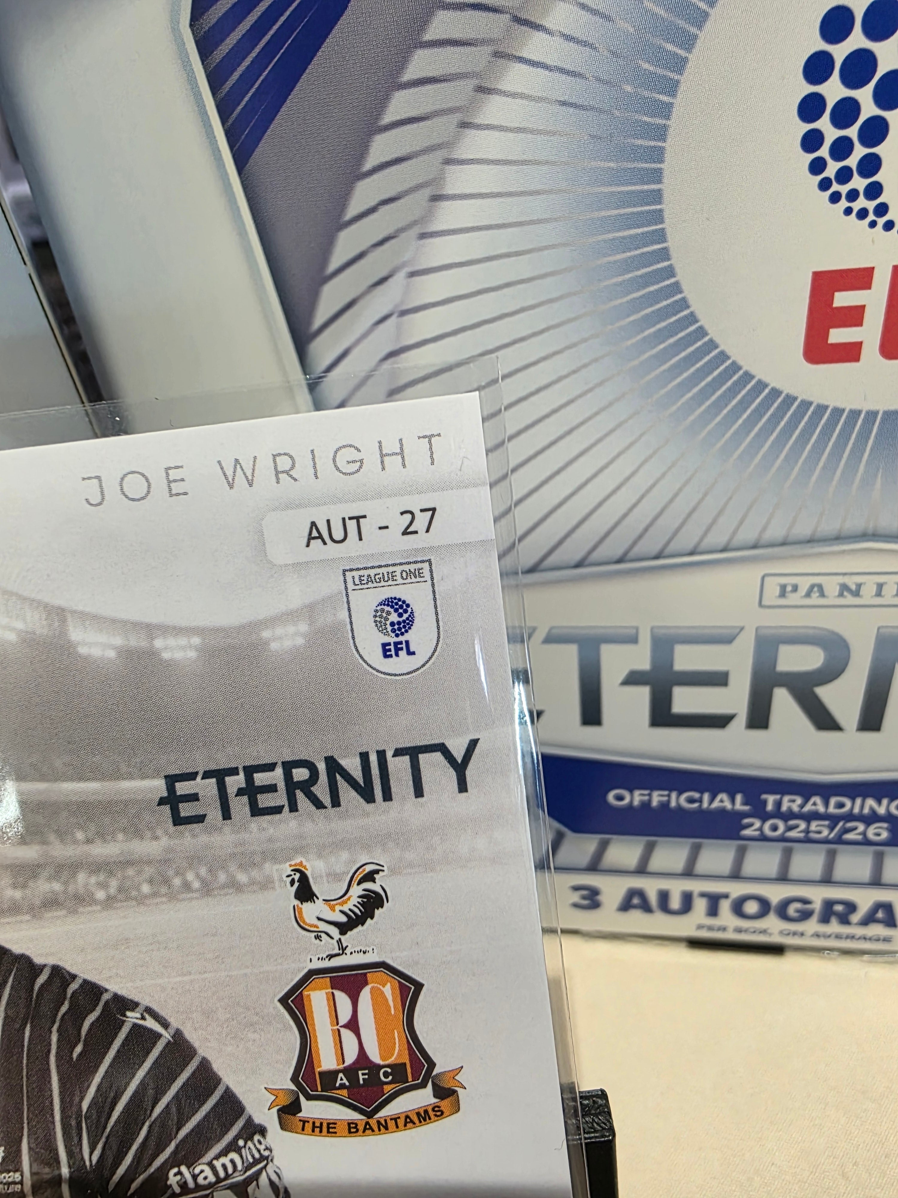 Panini: EFL Eternity Joe Wright Auto Bradford City FC