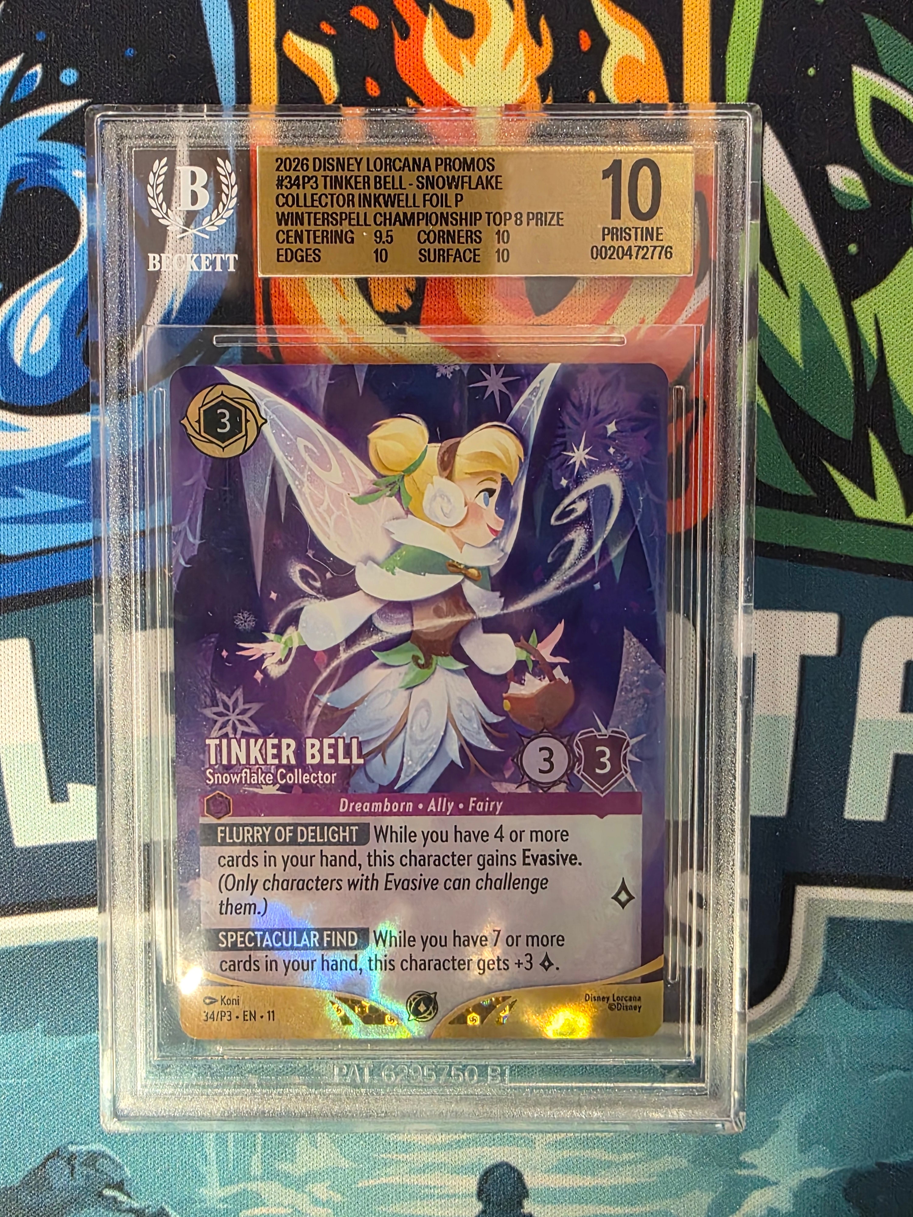 Tinker Bell Snowflake Collector 34/P3 BGS 10 Gold Top 8 Foil Promo Lorcana POP 2