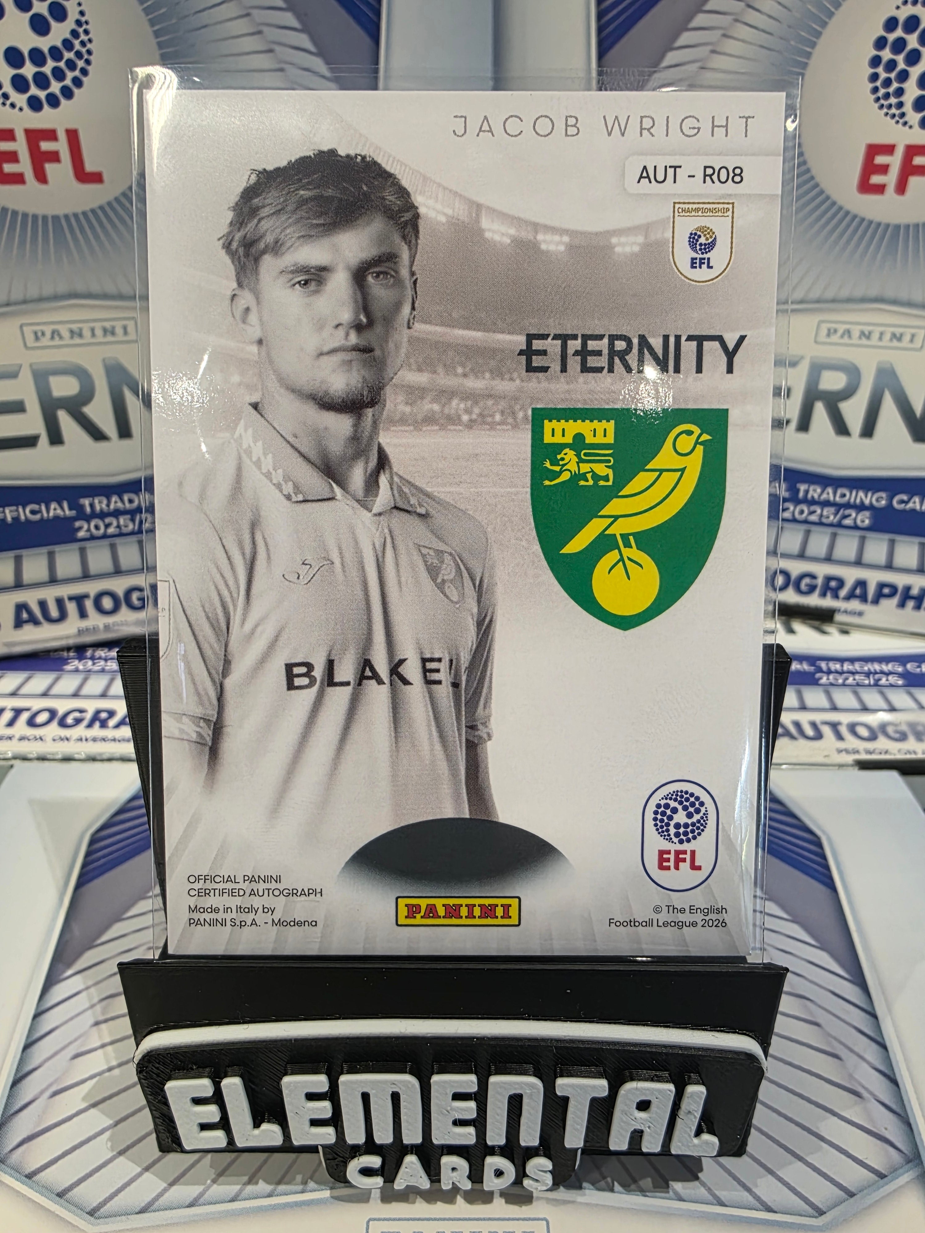 Panini: EFL Eternity Jacob Wright Rookie Auto Norwich FC