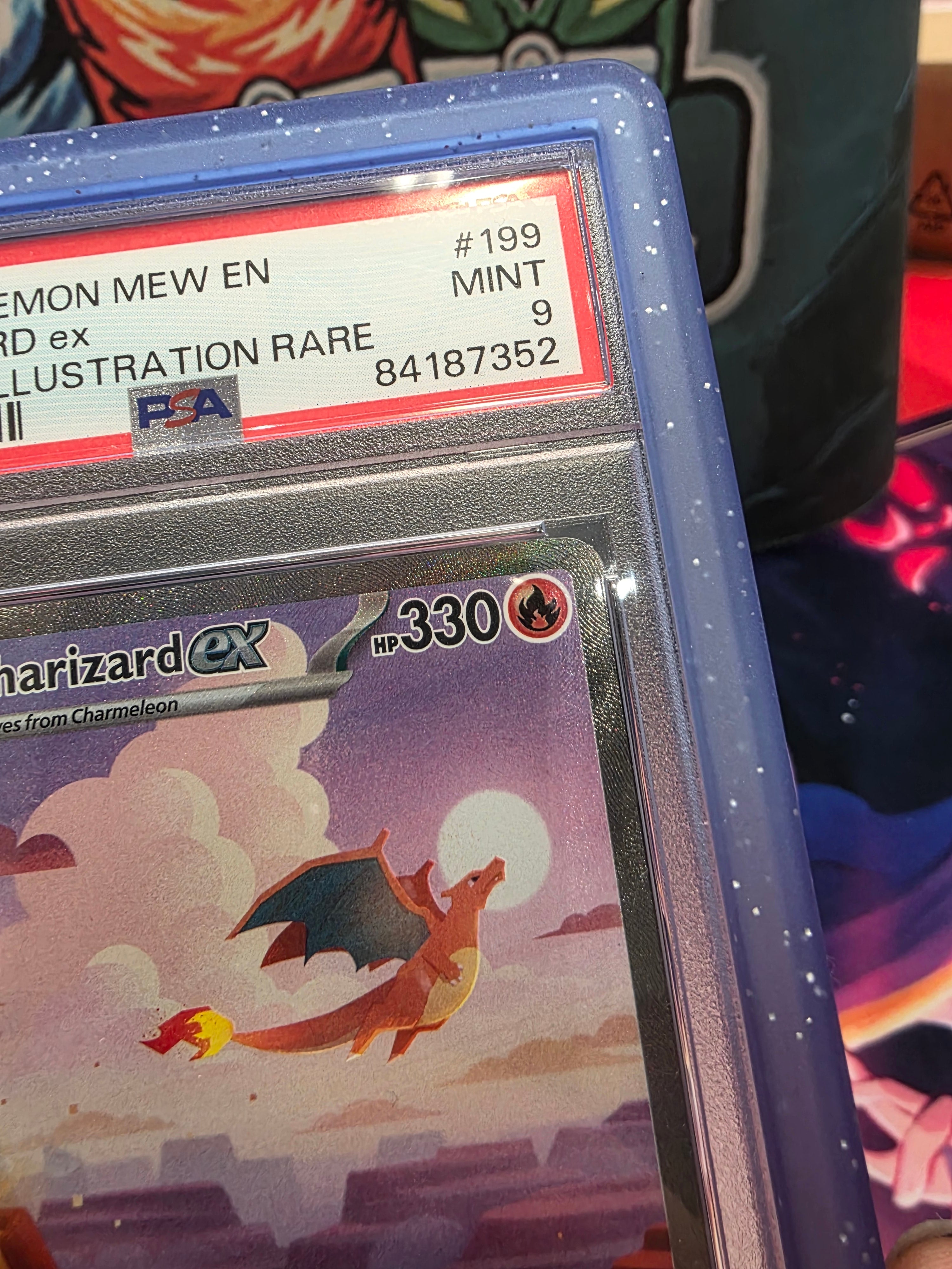 Charizard 199/165 SIR Scarlet & Violet 151 PSA 9 Slab with Grail Guard Royal Bumper