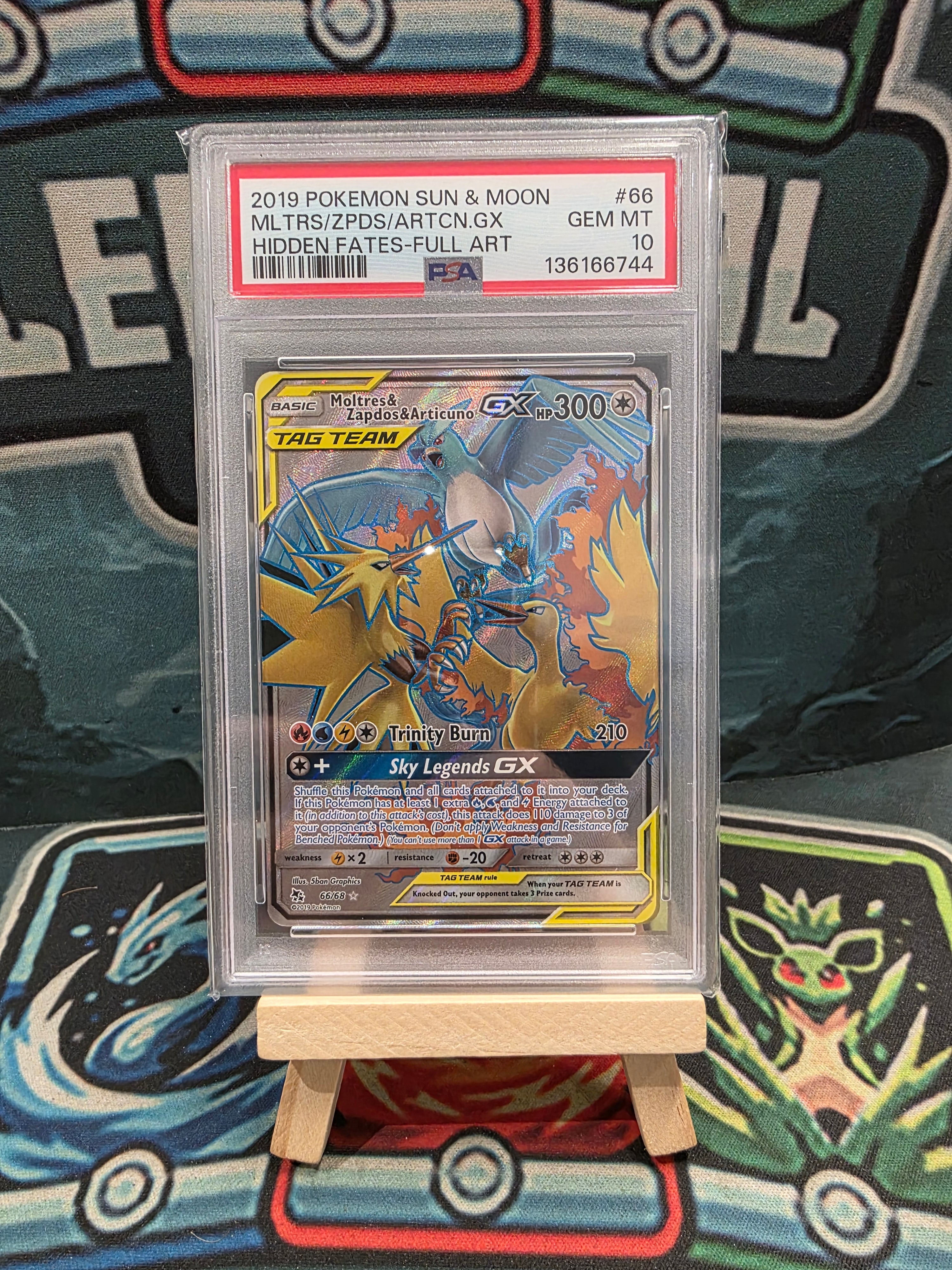 Moltres Zapdos Articuno GX Tag Team Hidden Fates Full Art PSA 10