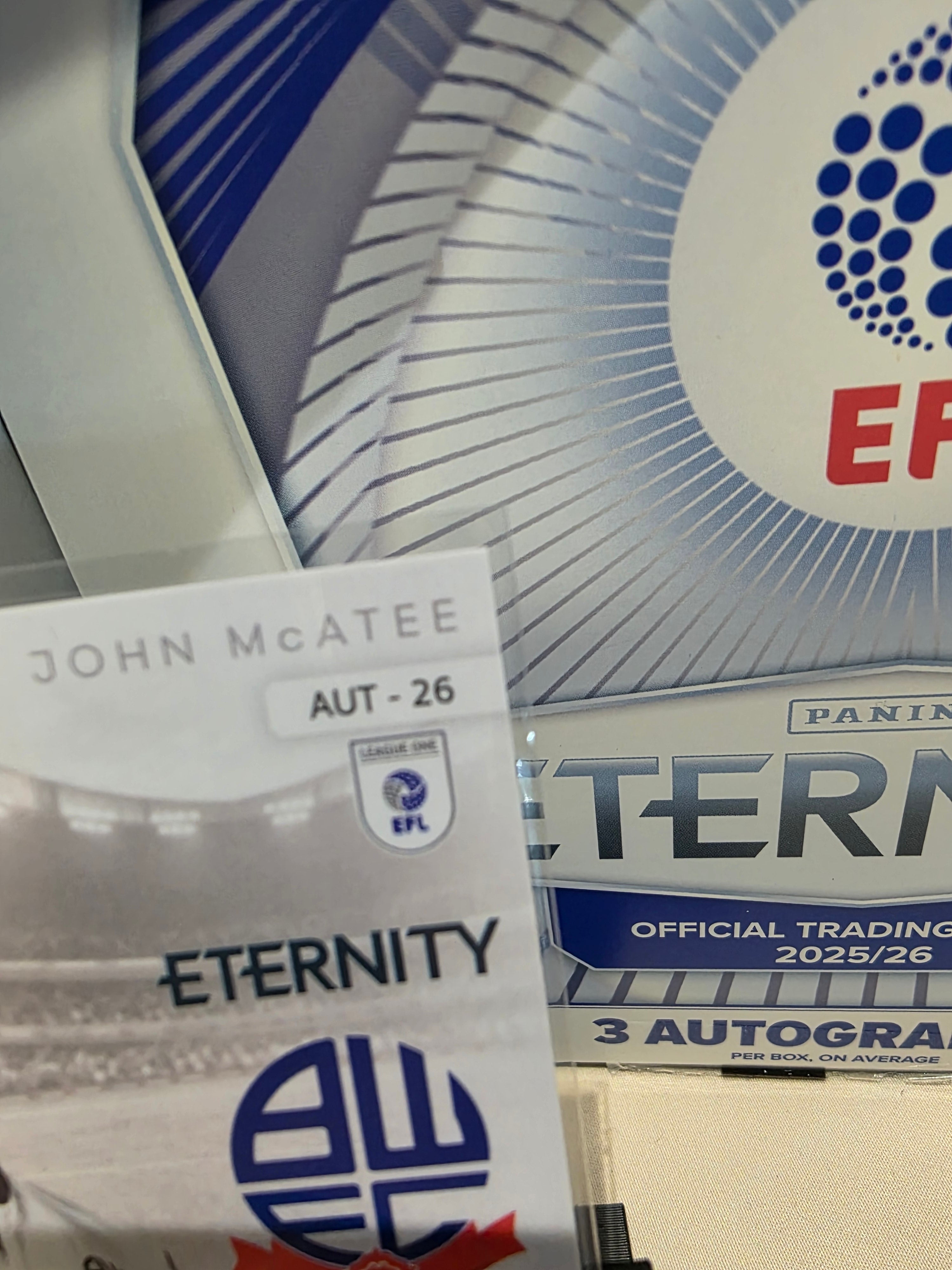 Panini: EFL Eternity John McAtee Auto Bolton Wanderers FC