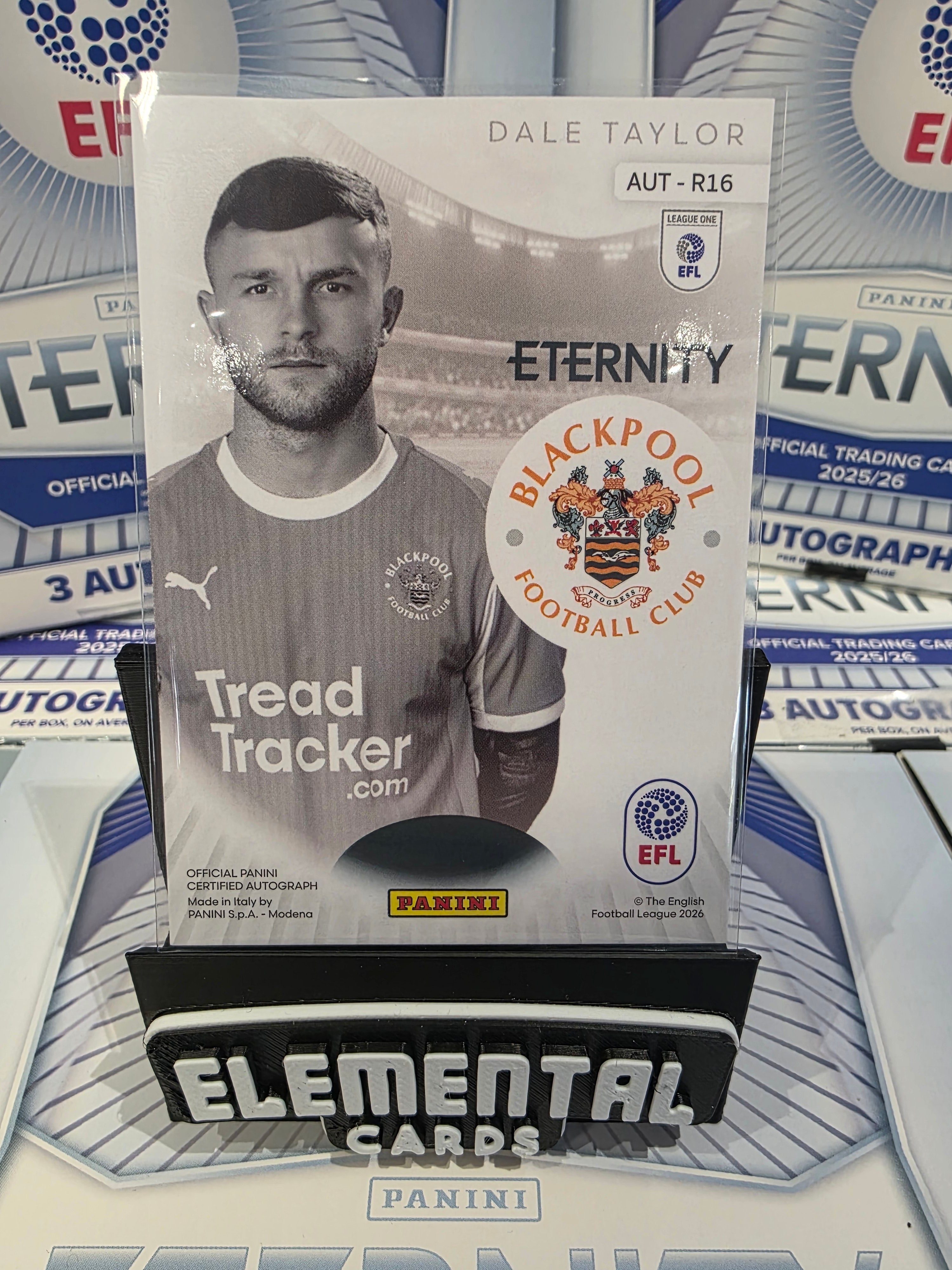 Panini: EFL Eternity Dale Taylor Auto Blackpool FC Handsigned Authentic