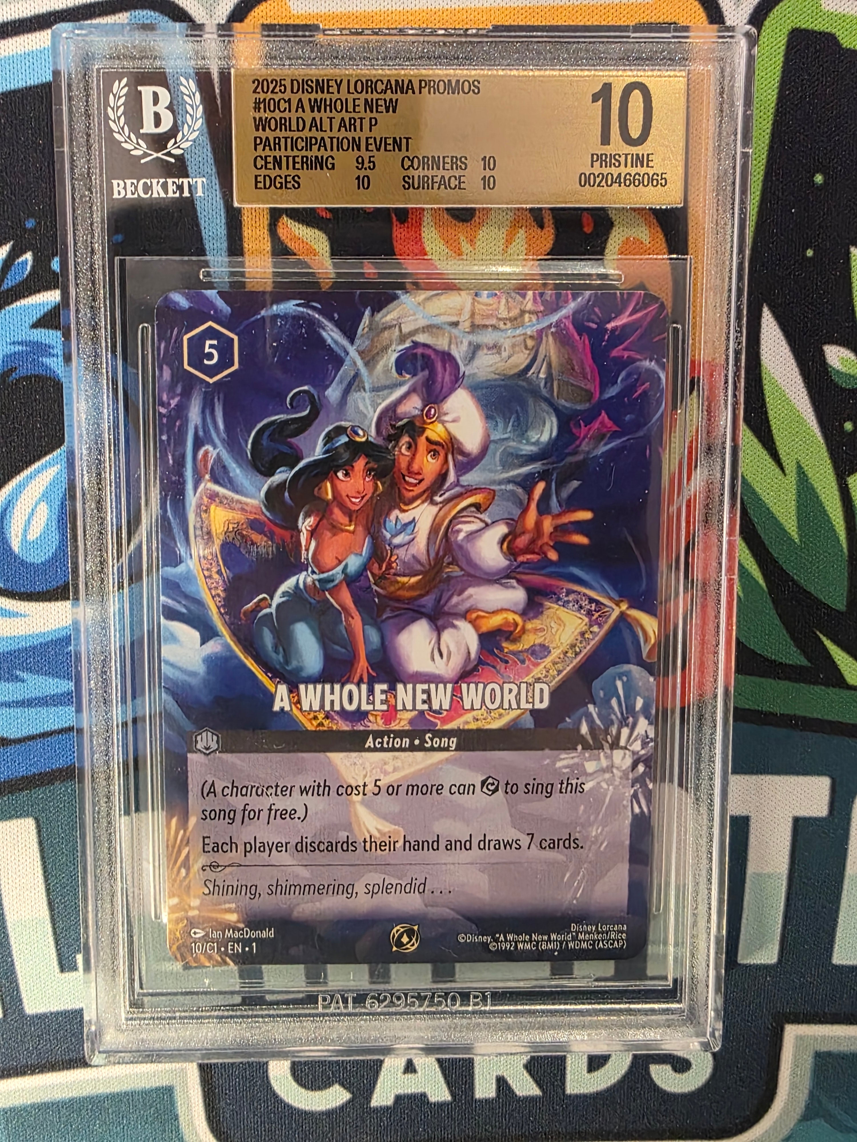 A Whole New World BGS Gold 10 Lorcana Promo Participation Event Aladdin Jasmine
