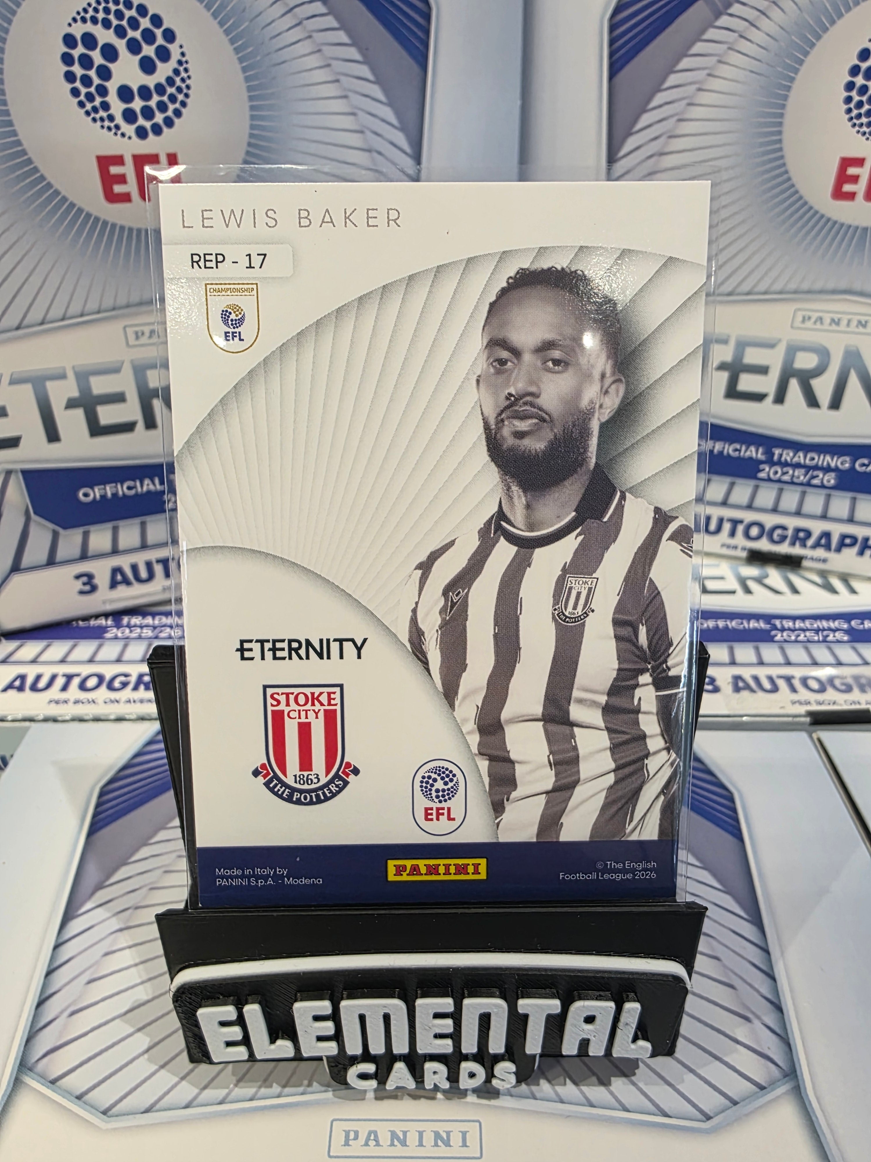 Panini: EFL Eternity Lewis Baker 02/25 Stoke City FC Paralell Hit Chase Represent