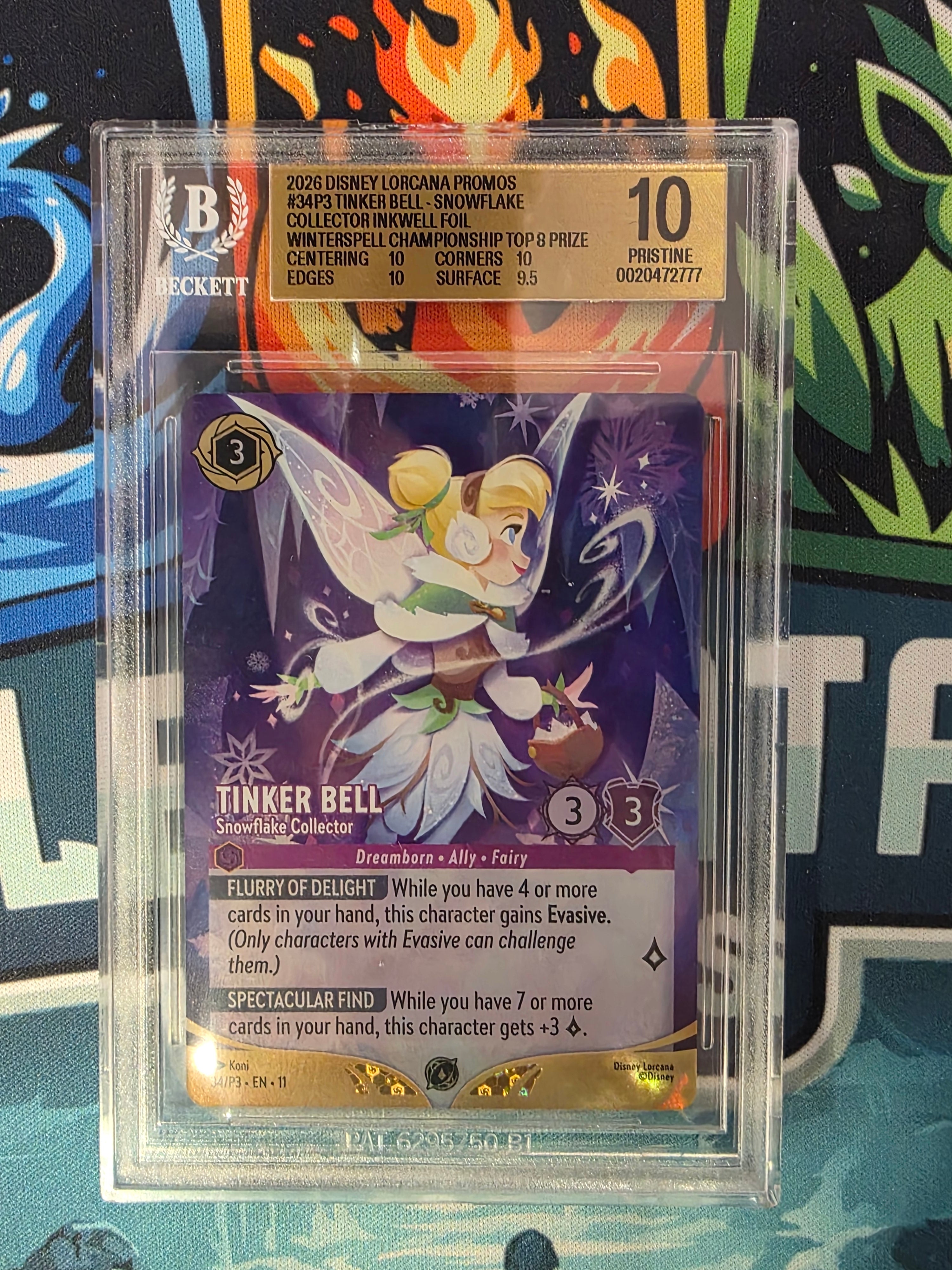 Tinker Bell Snowflake Collector 34/P3 BGS 10 Gold Top 8 Foil Promo Lorcana POP 2