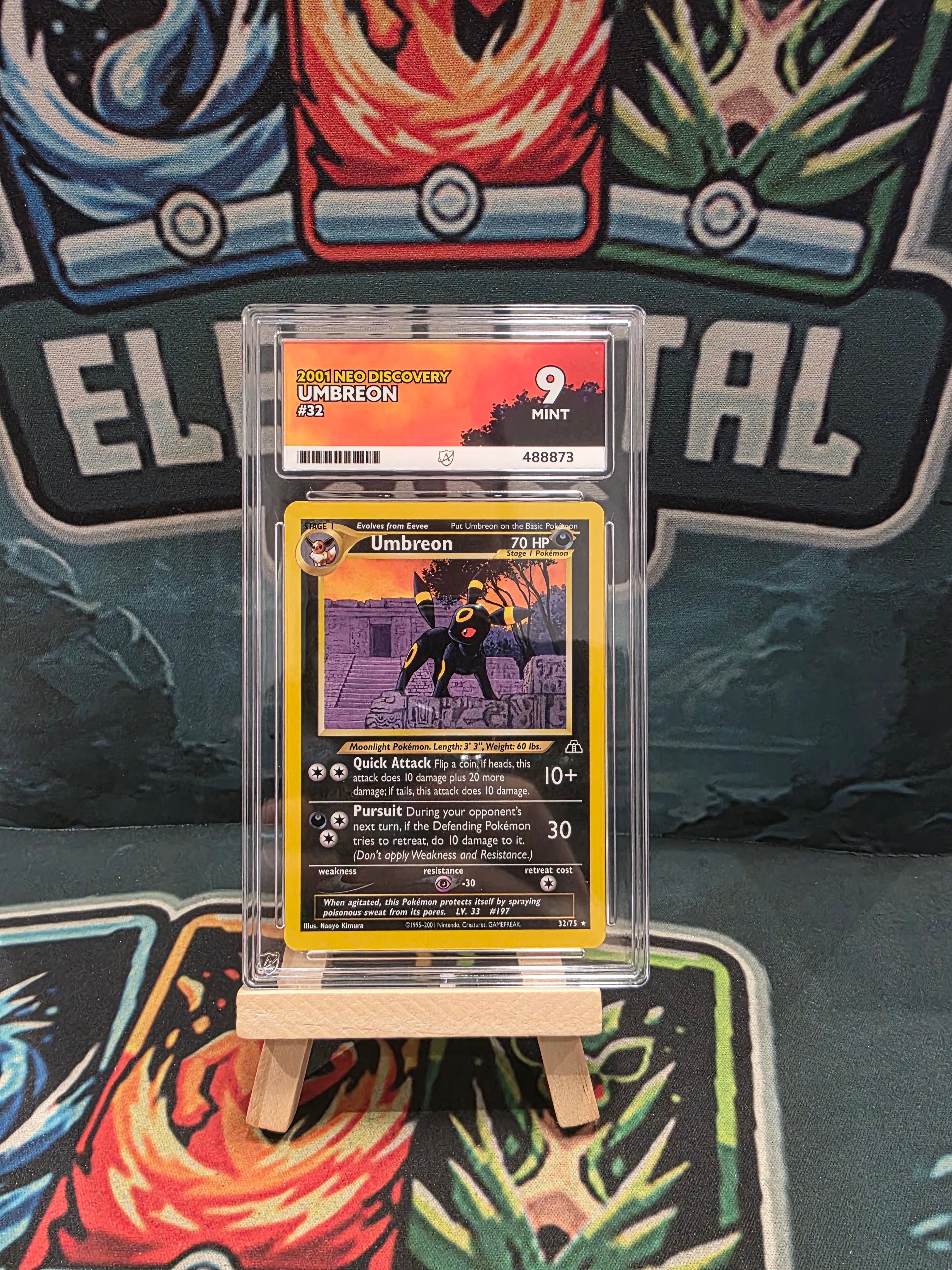 Umbreon 32/75 Rare Non Holo Neo Discovery 2001 ACE 9 Slab