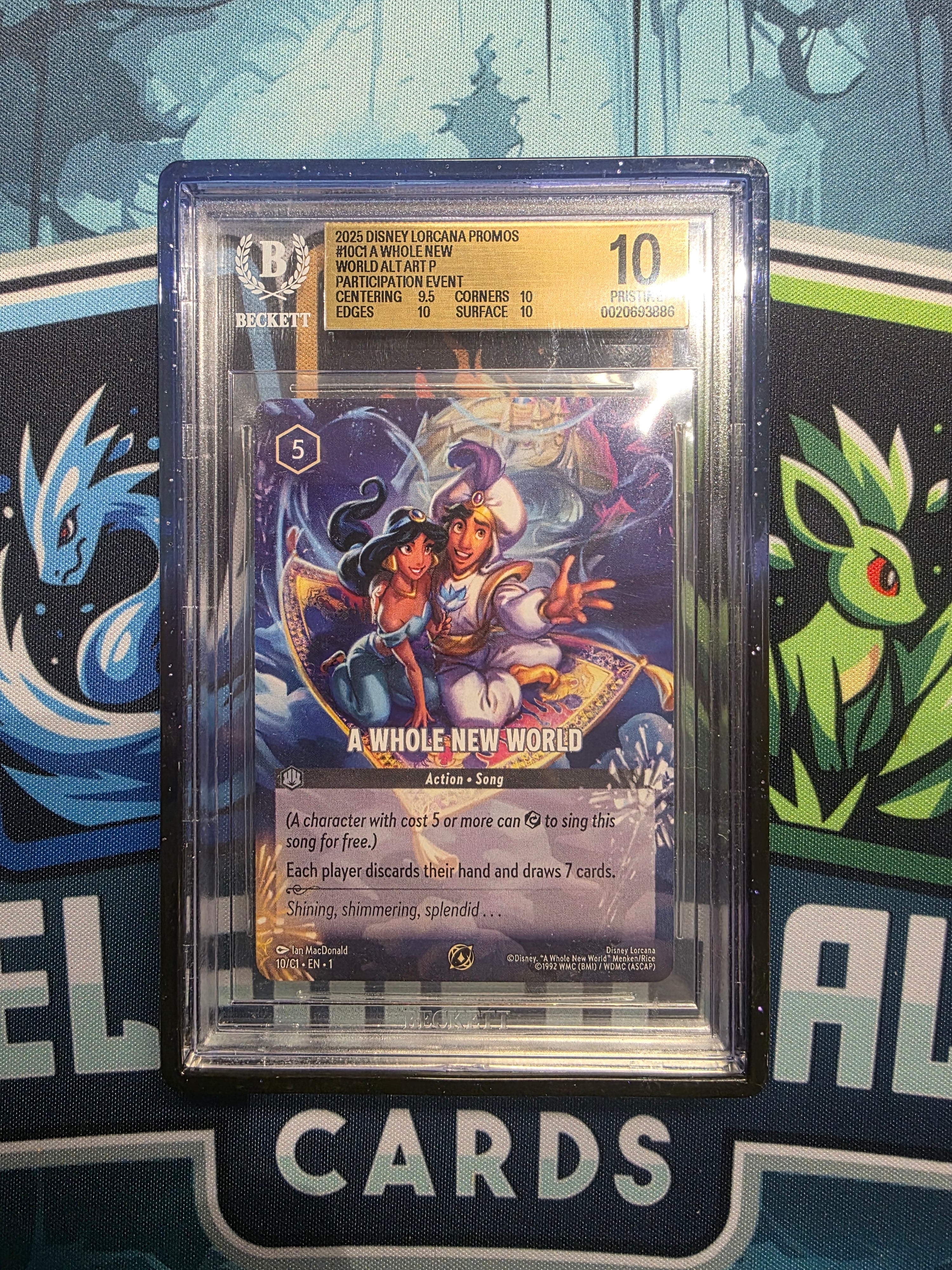 A Whole New World BGS 10 World Lorcana Championship Promo 10/C1 Pop 5 Aladdin with Grail Guard Pro