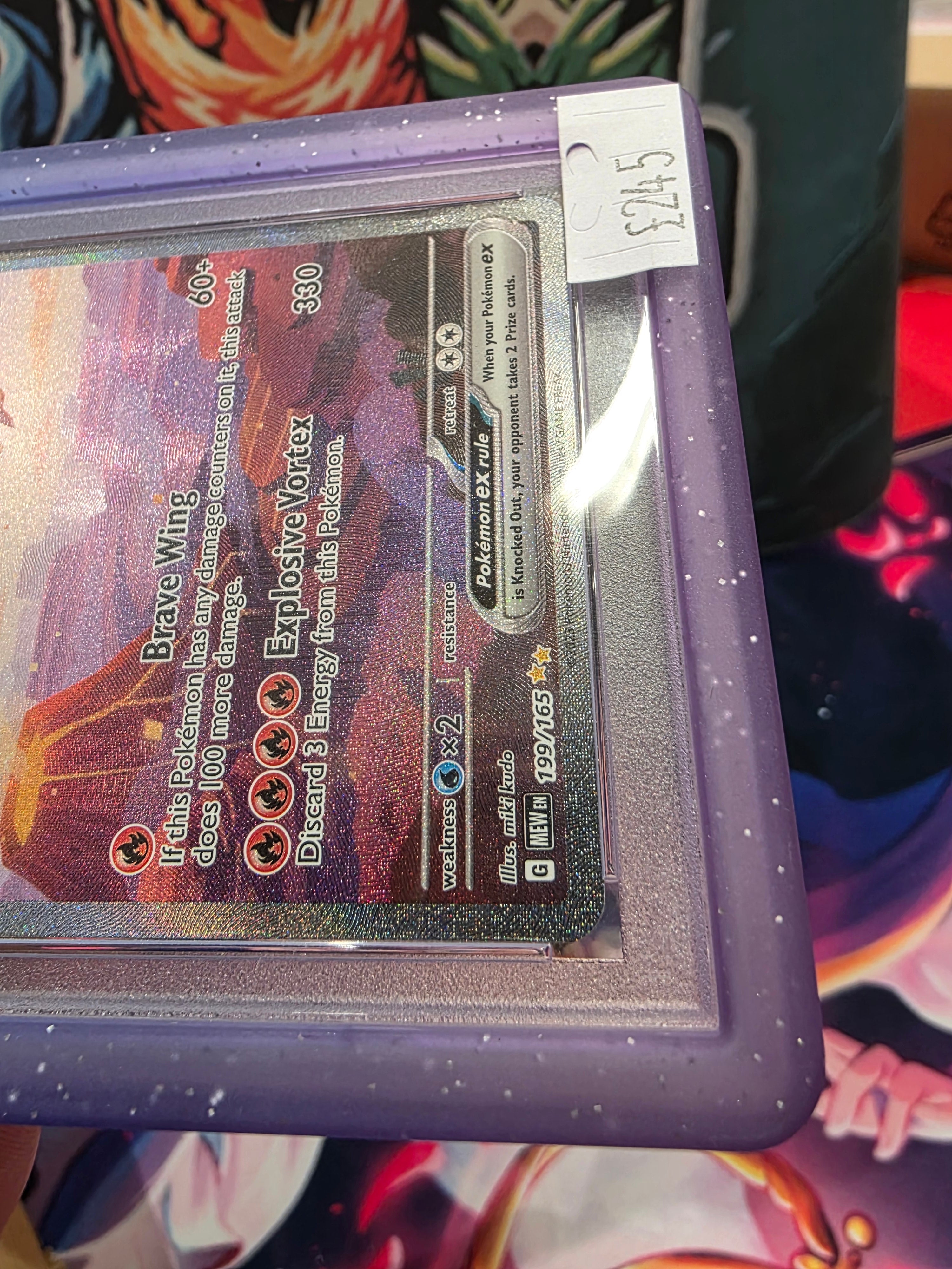 Charizard 199/165 SIR Scarlet & Violet 151 PSA 9 Slab with Grail Guard Royal Bumper