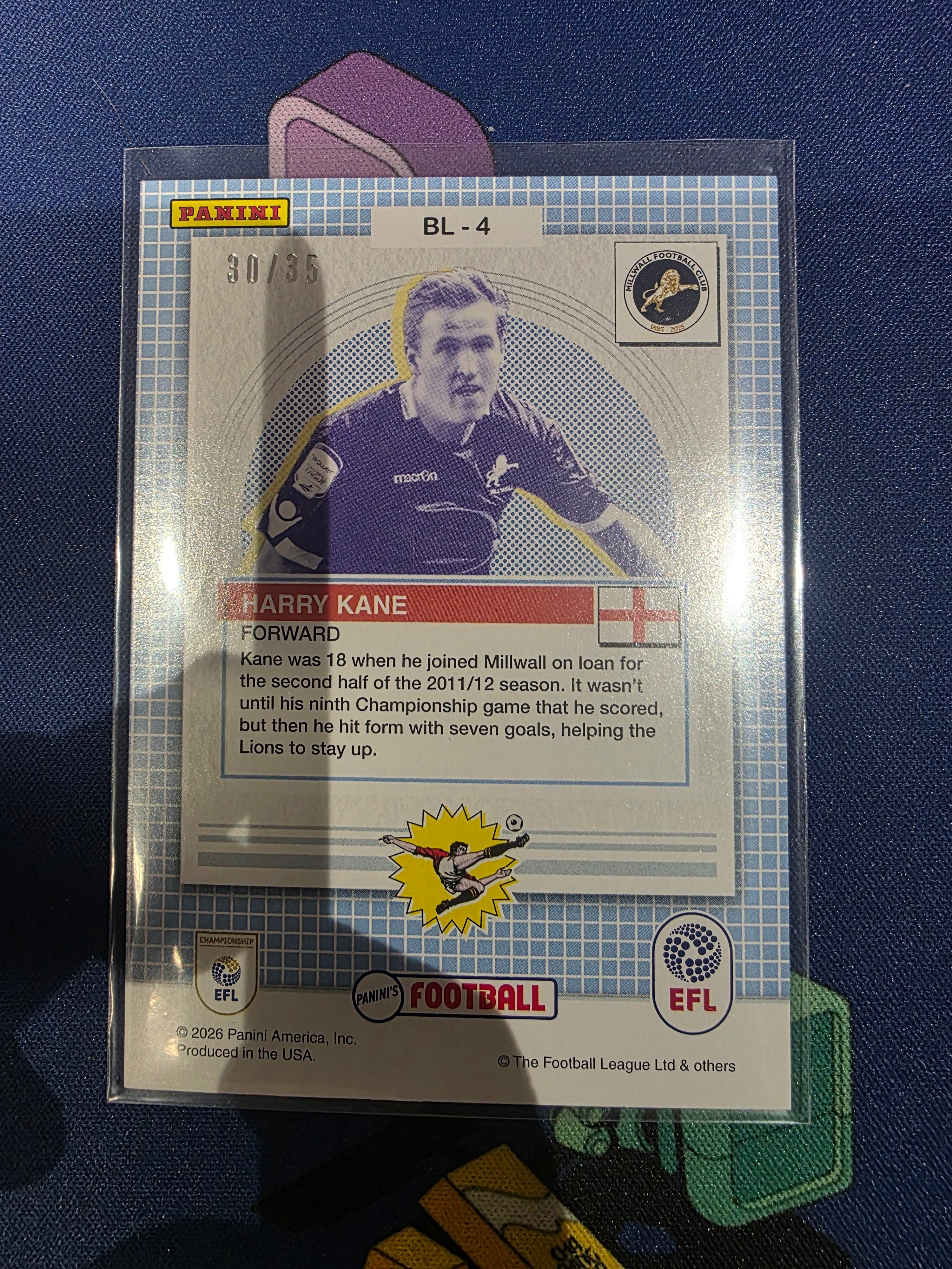 Harry Kane Millwall FC Paninis Football EFL /35 BL-4
