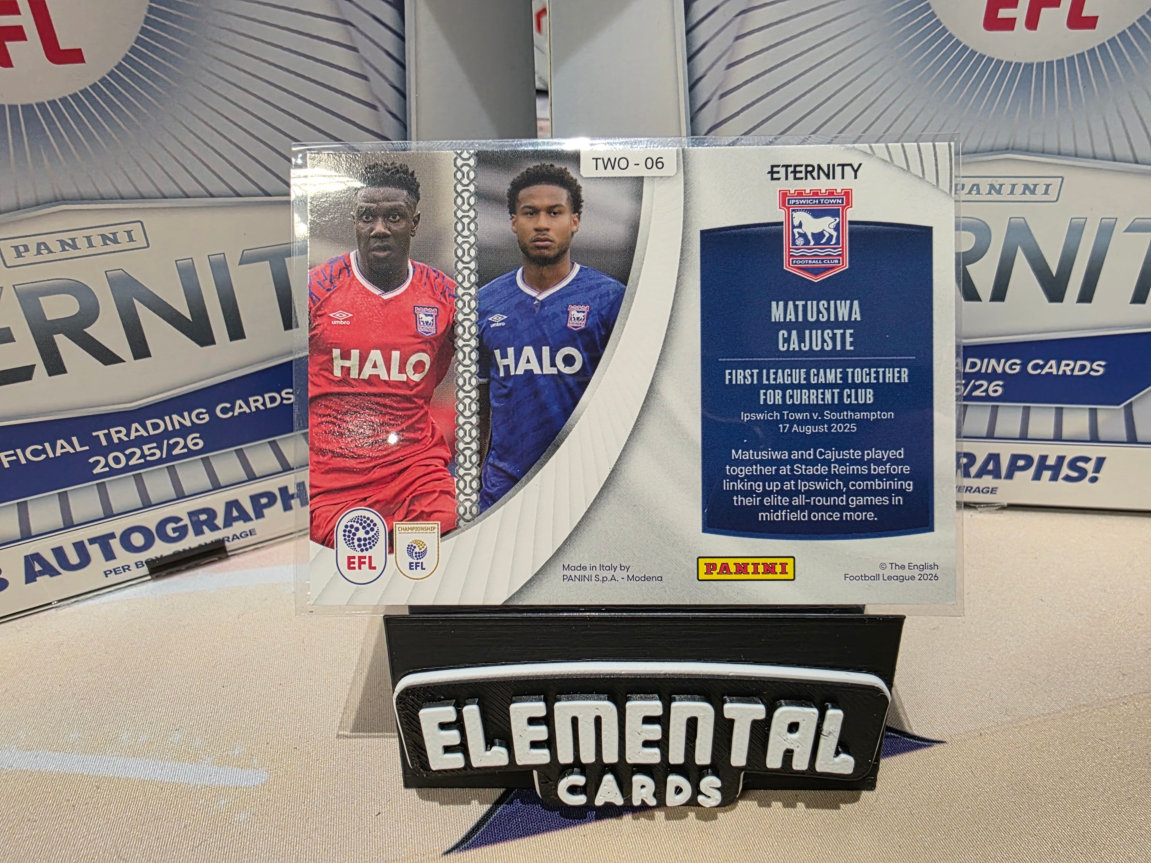 Panini: EFL Eternity Matusiwa Cajuste 22/25 Ipswich Town FC Twogether