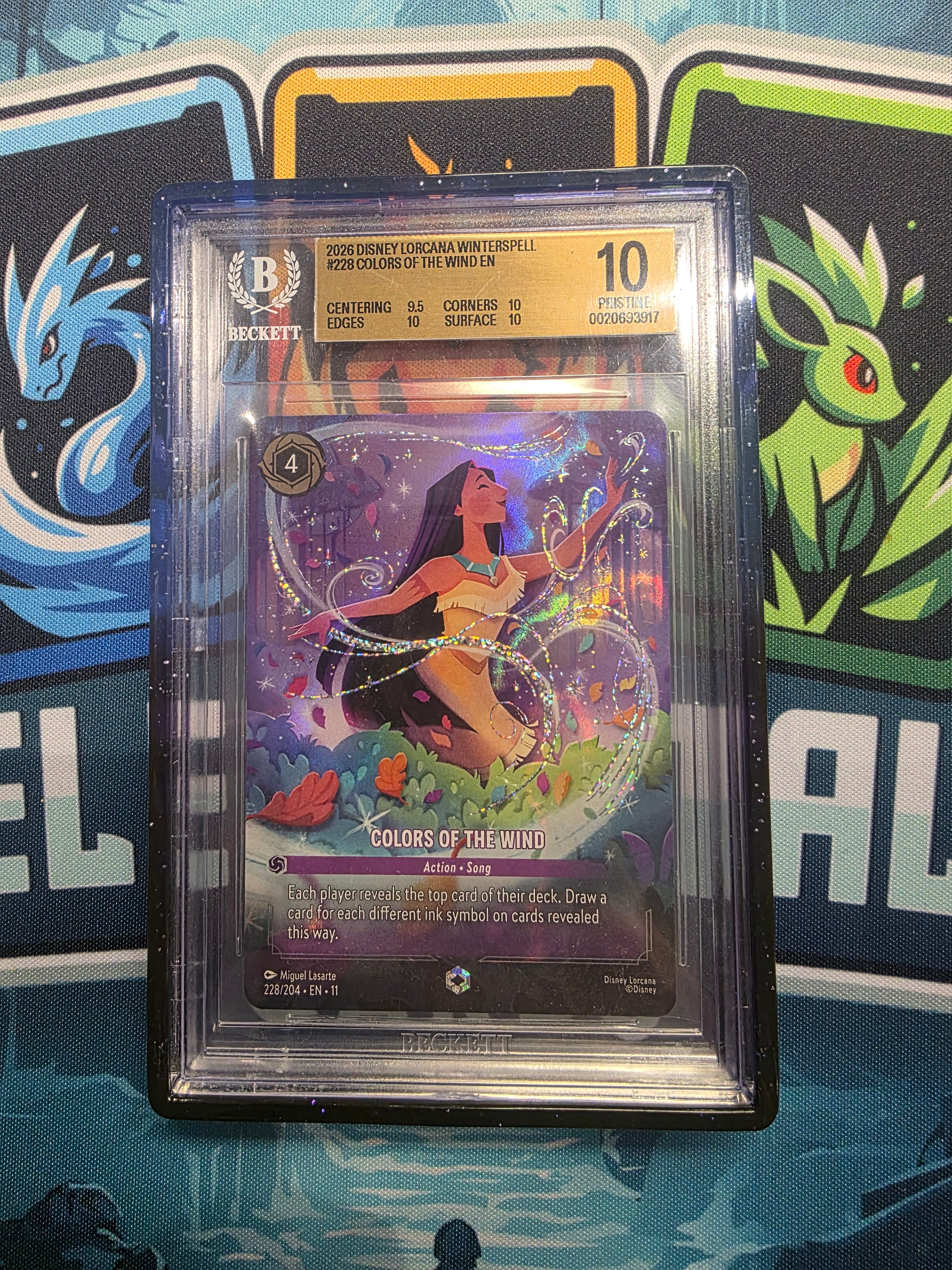 Colors of the Wind Enchanted BGS 10 Pop 5 Lorcana 228/204 Winterspell with Grail Guard Pro