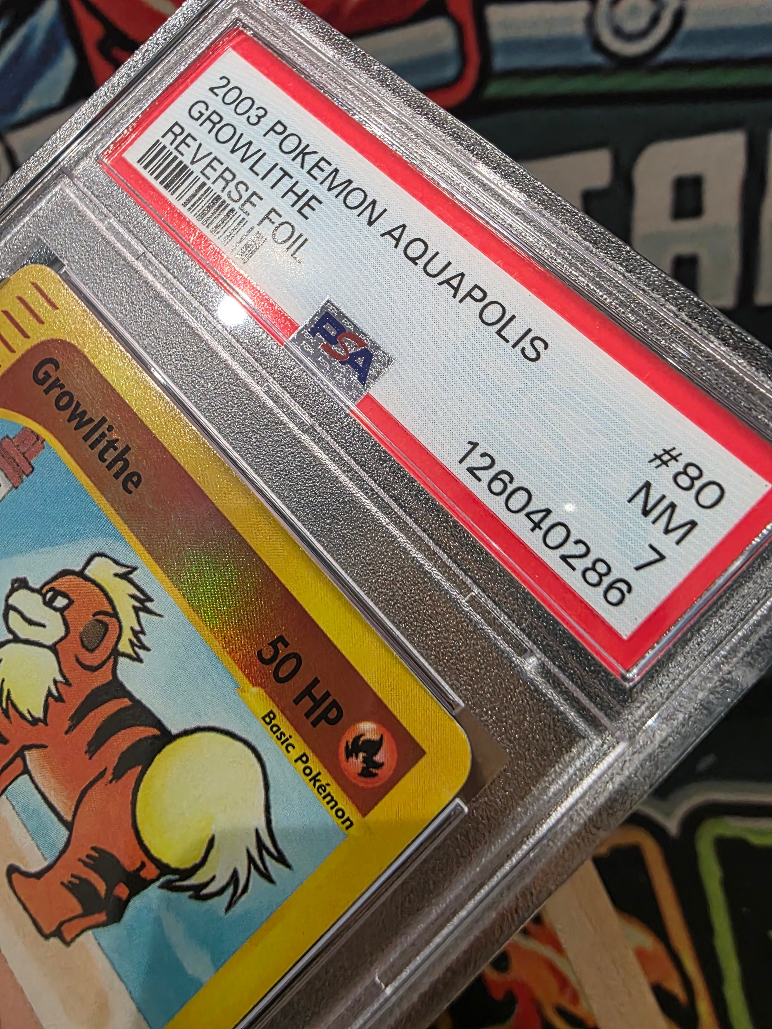 Growlithe 80/147 Reverse Holo Aquapolis 2003 PSA 7