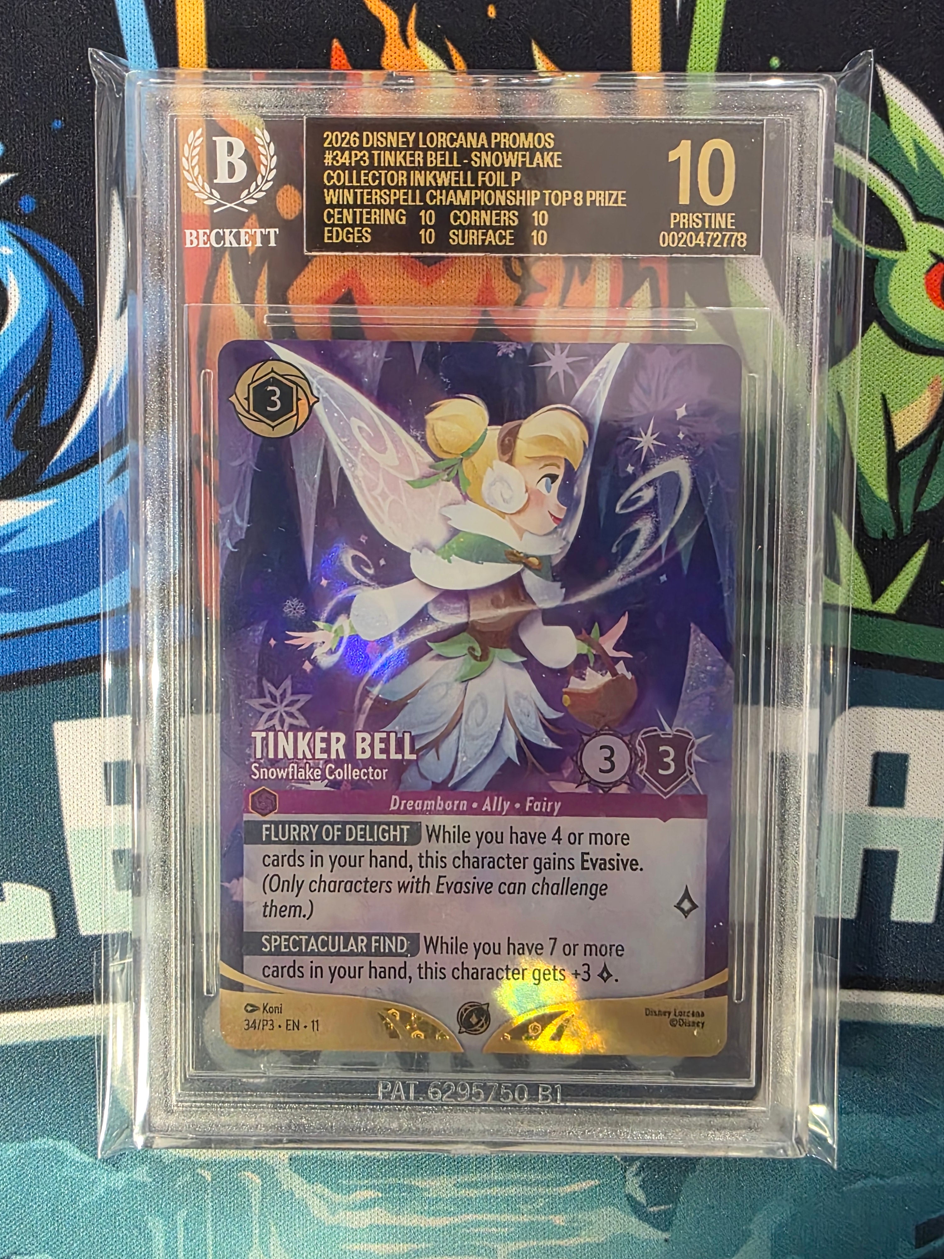 Tinker Bell 34/P3 BGS Black Label 10 Pop 1 Winterspell Top 8 Foil Promo Lorcana