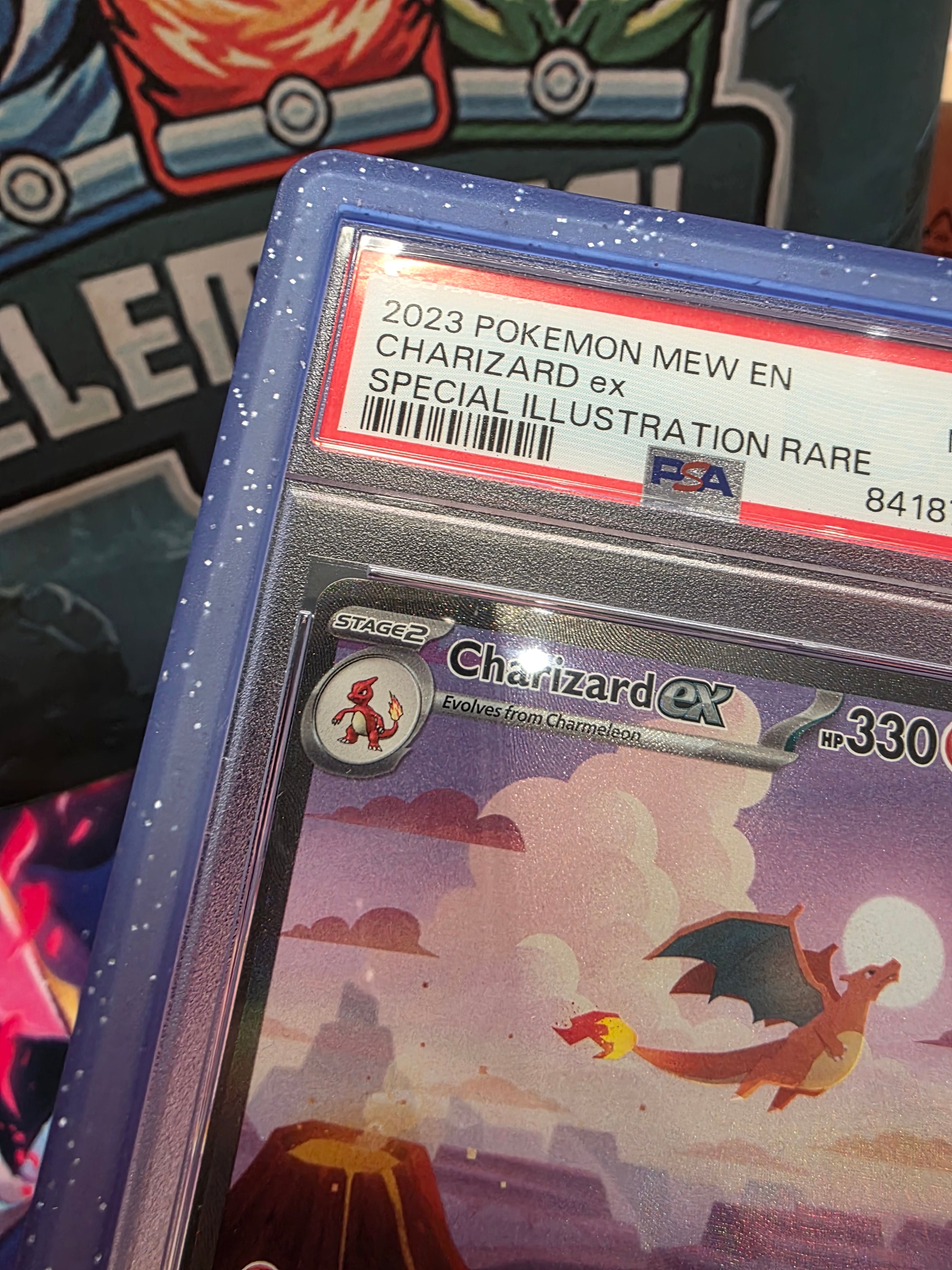 Charizard 199/165 SIR Scarlet & Violet 151 PSA 9 Slab with Grail Guard Royal Bumper