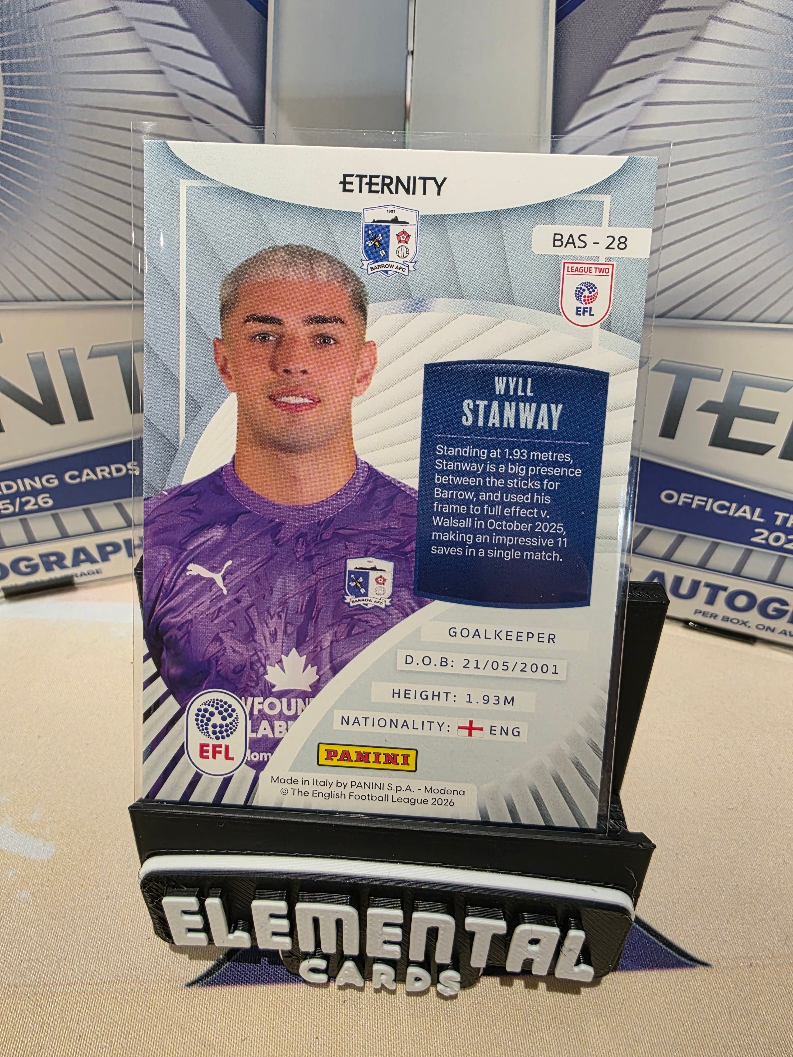 Panini: EFL Wyll Stanway 07/50 Barrow AFC Base Numbered Hit
