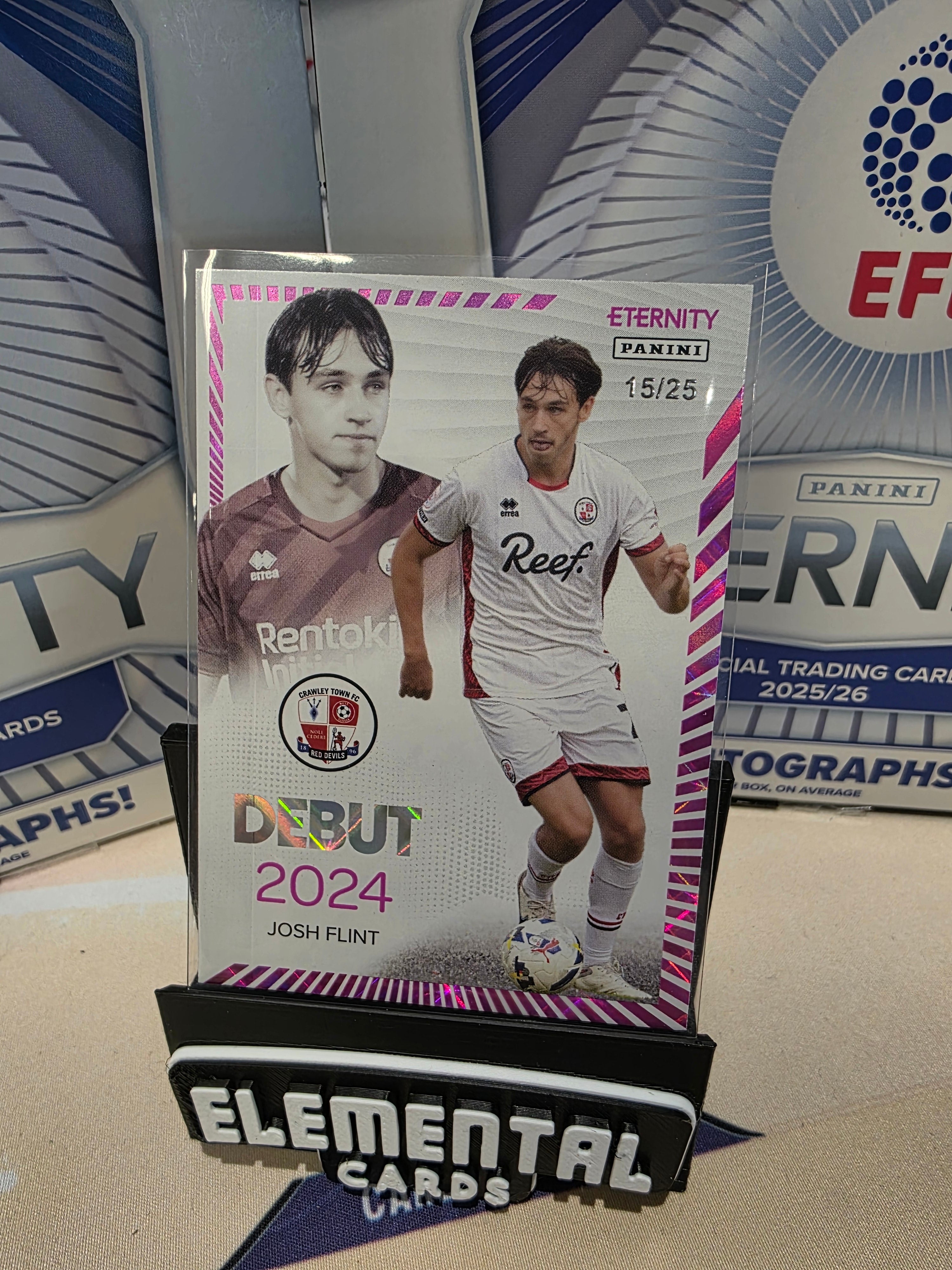 Panini: EFL Eternity Josh Flint 15/25 Debut Crawley Town 2024 Magneta Hit