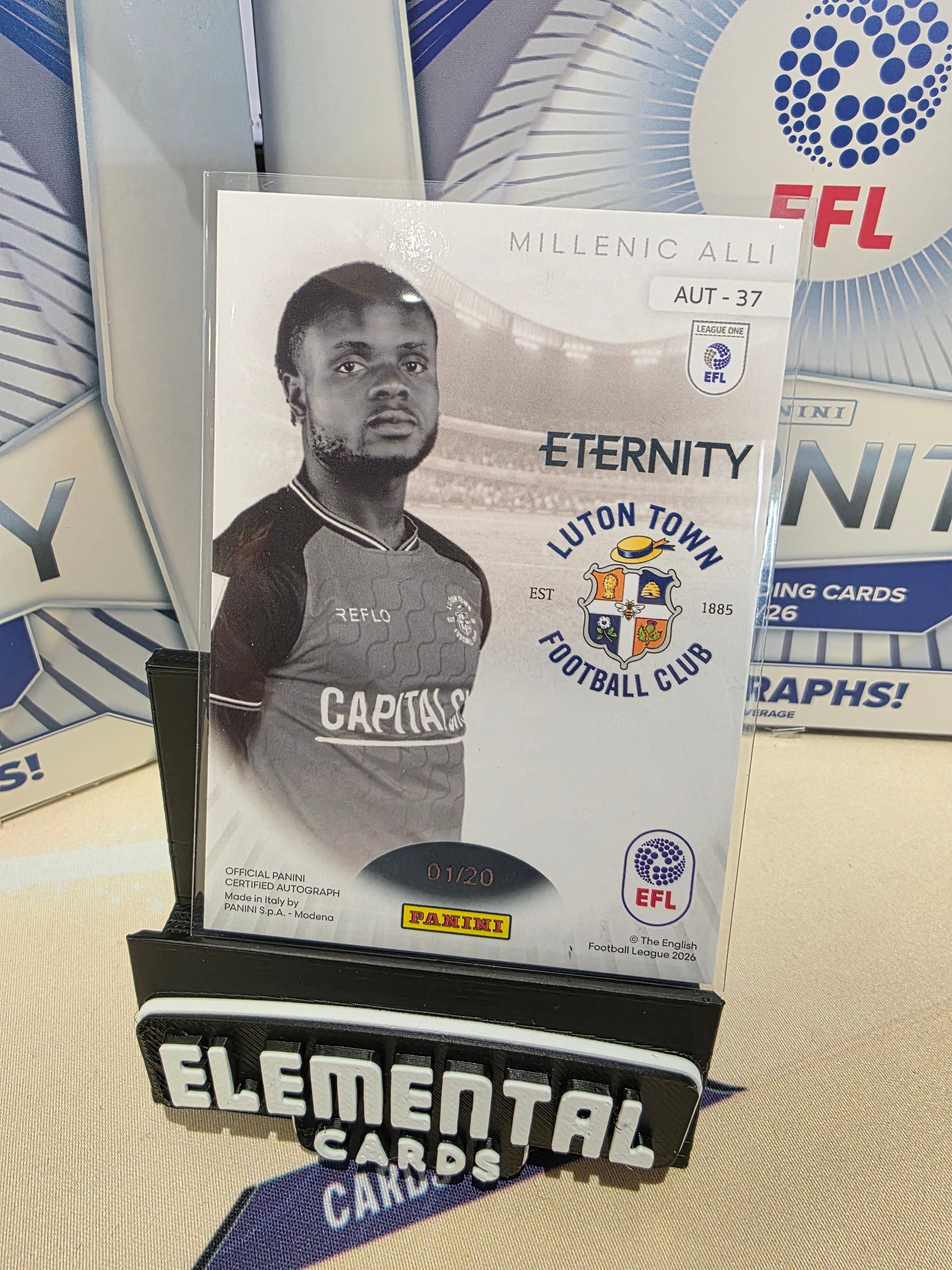 Panini: EFL Eternity Millenic Alli Auto 01/20 Bookend Luton Town FC