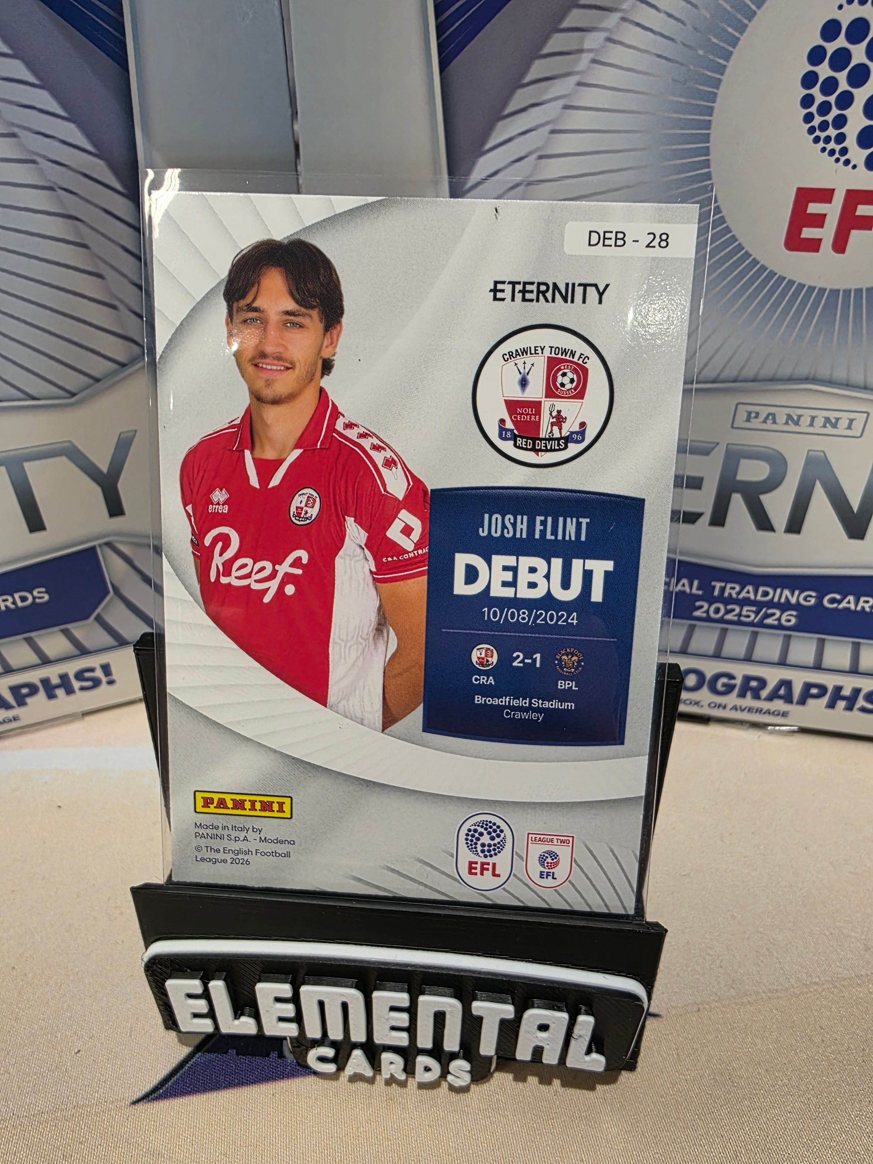 Panini: EFL Eternity Josh Flint 15/25 Debut Crawley Town 2024 Magneta Hit