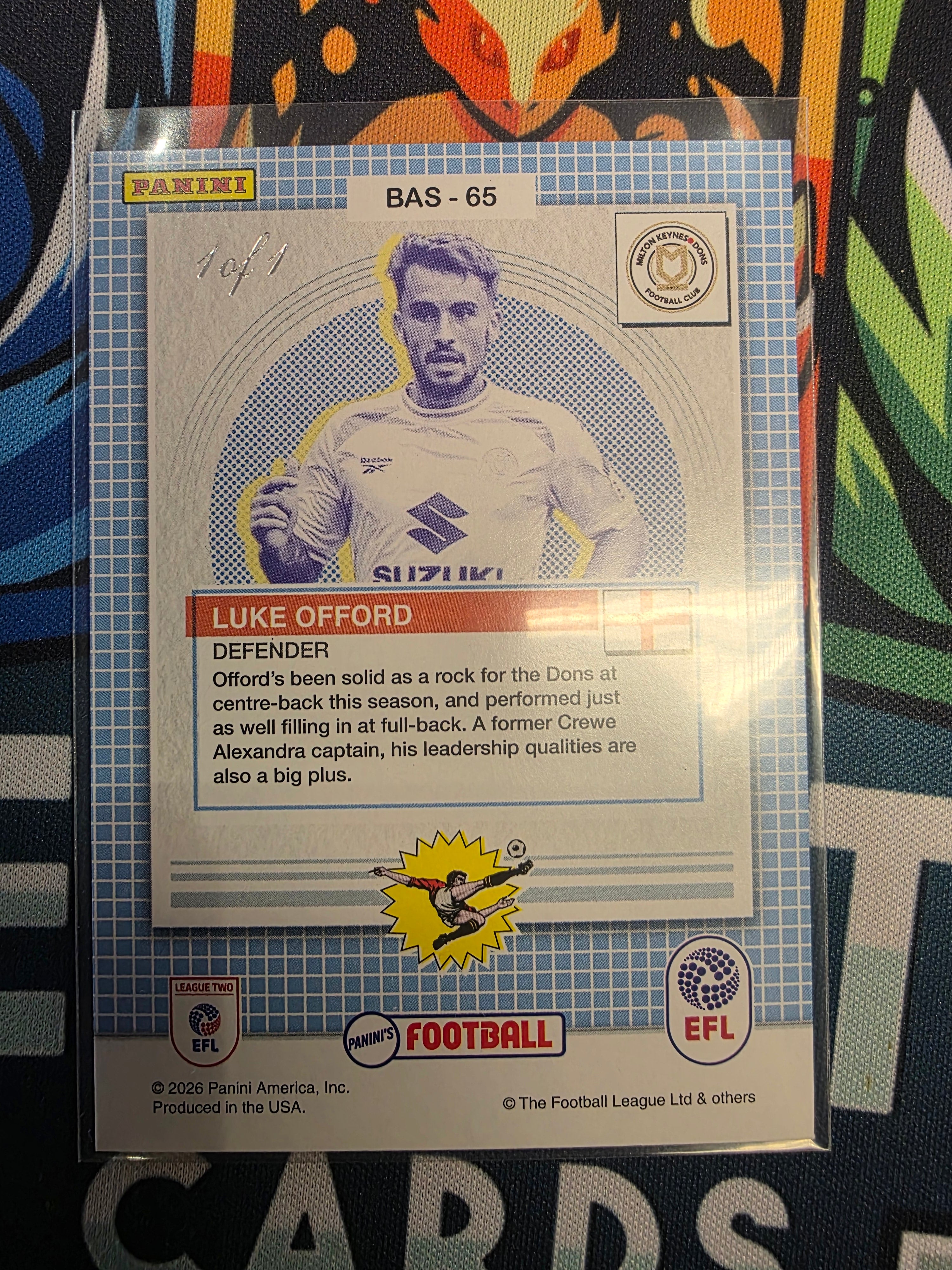 Luke Offord MK Dons Panini's Football EFL 1/1 NM BAS-65