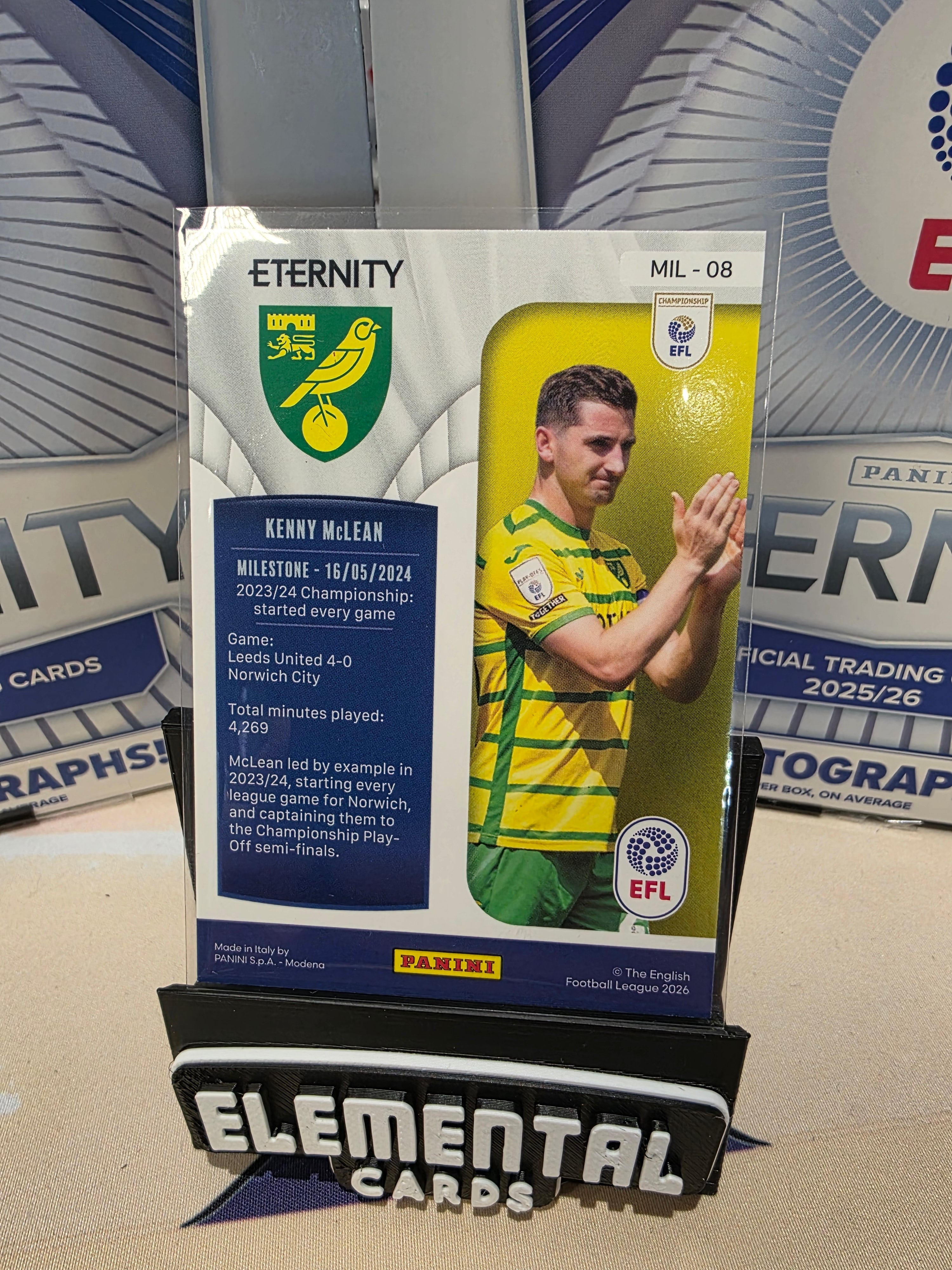 Panini: EFL Eternity Kenny McLean 10/25 Milestone Norwich City FC