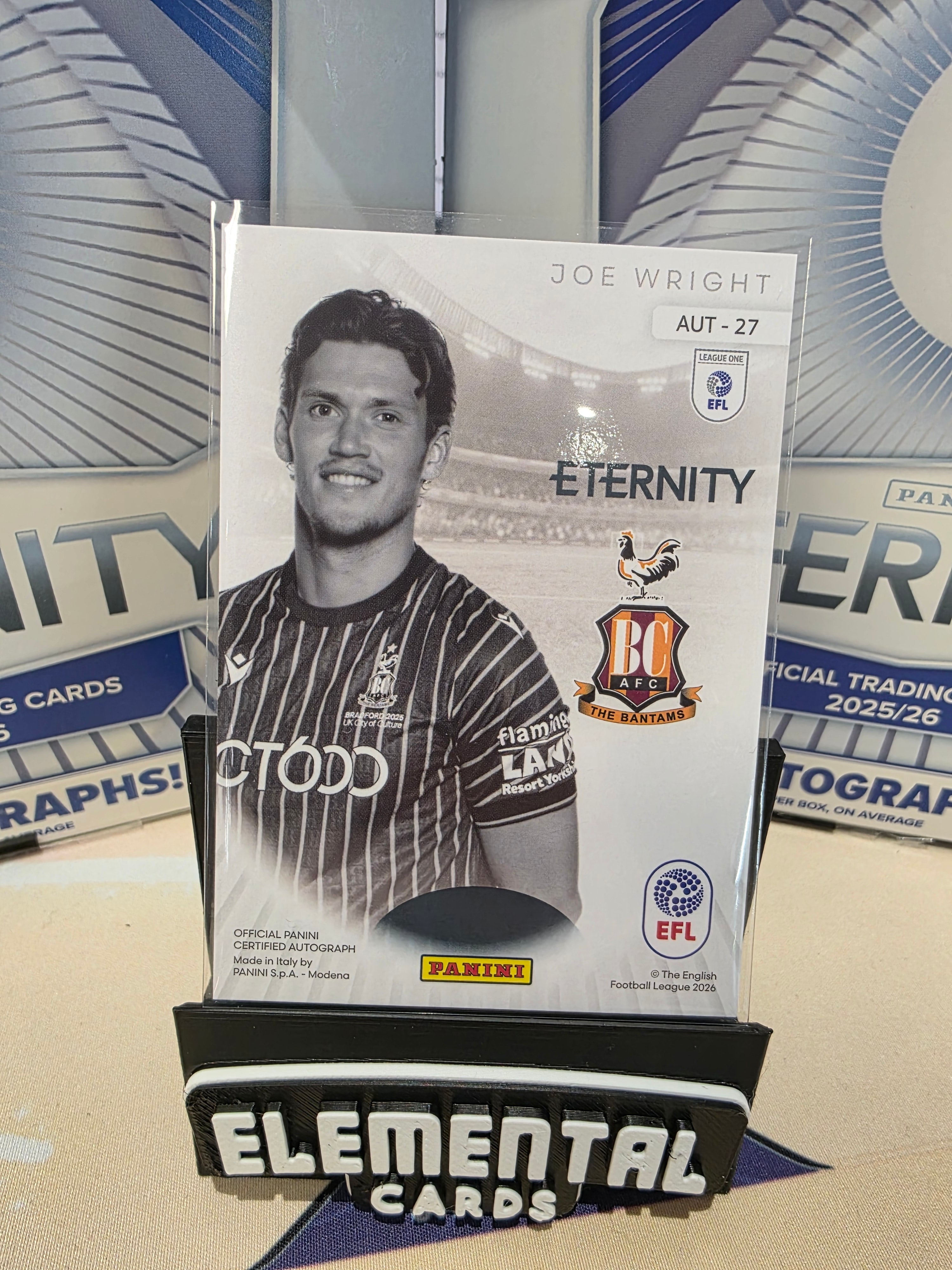 Panini: EFL Eternity Joe Wright Auto Bradford City FC