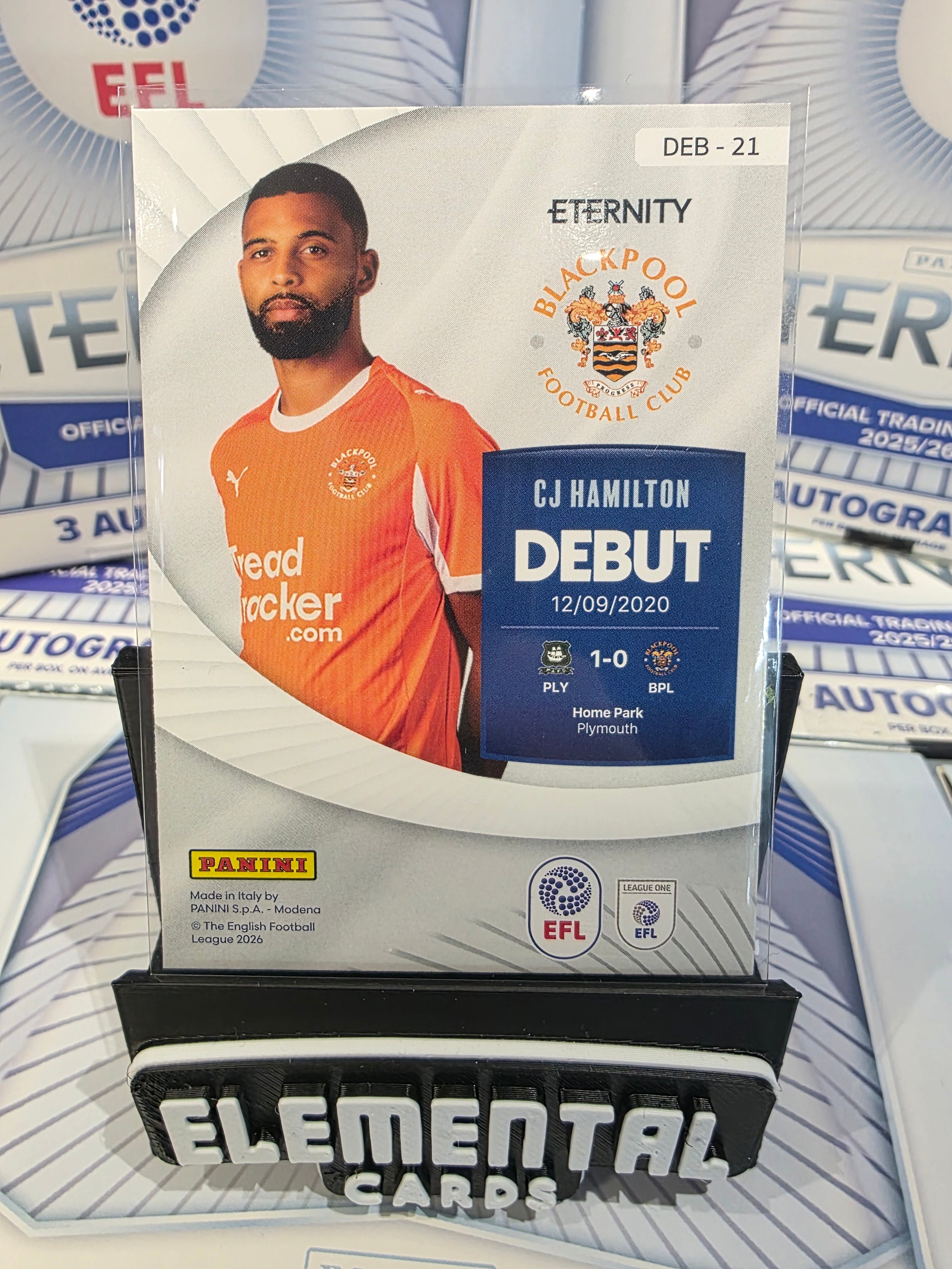 Panini: EFL Eternity CJ Hamilton 02/10 Debut Blackpool FC