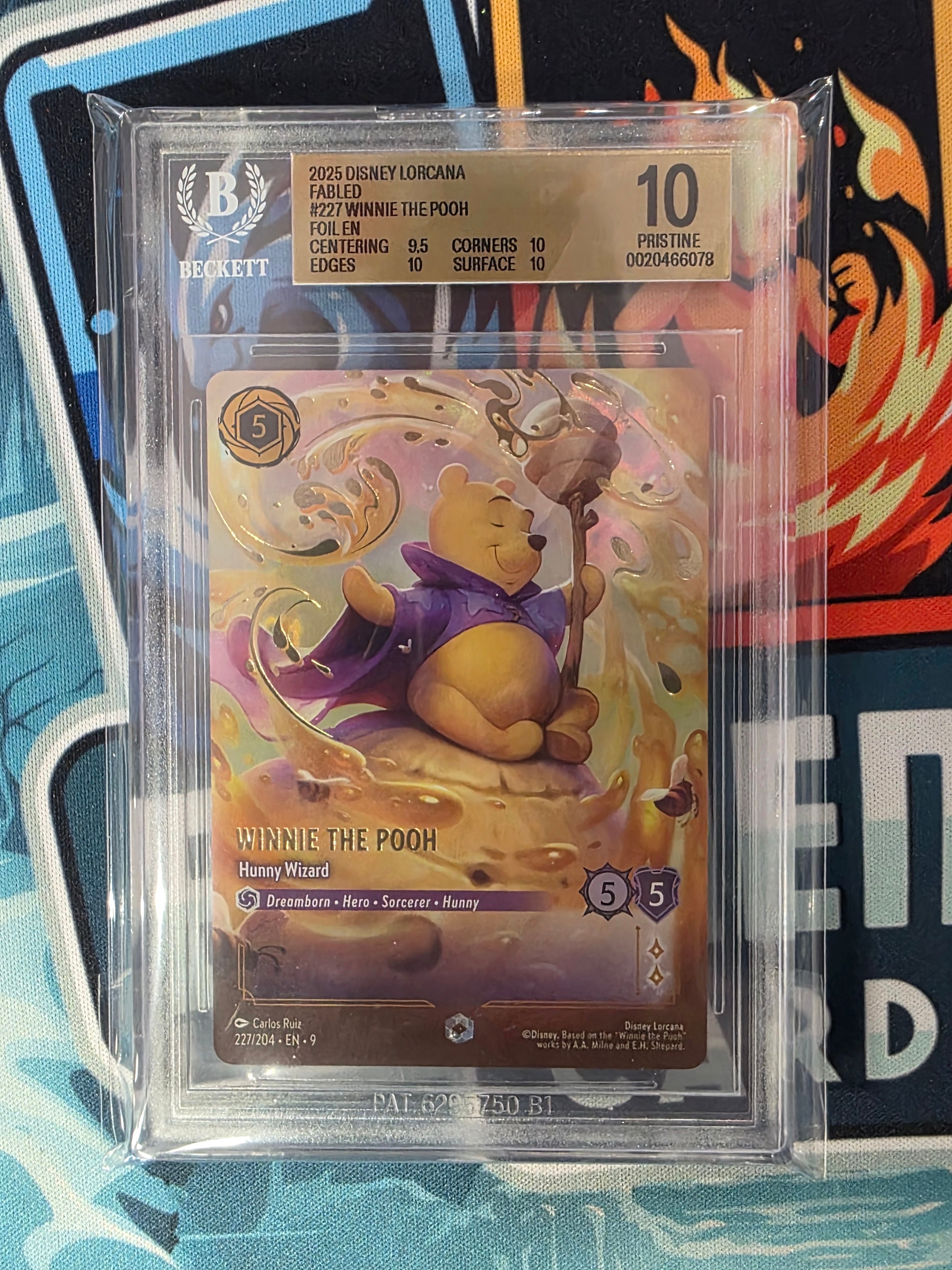 Winnie The Pooh Hunny Wizard 227/204 BGS 10 Beckett Gold Label Lorcana Fabled Pop 2