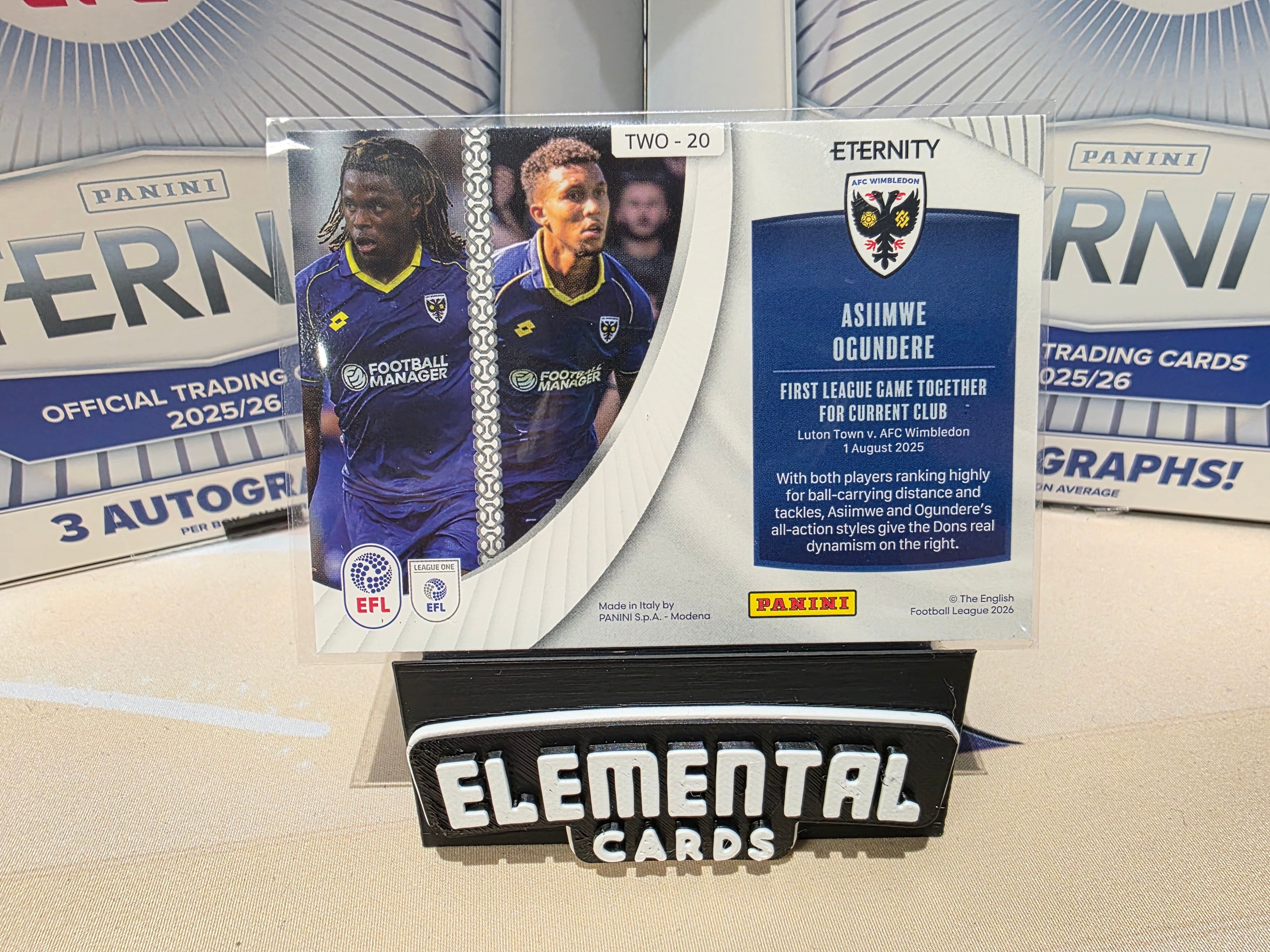 Panini: EFL Eternity Asiimwe Ogundere 12/50 Wimbledon FC Twogether