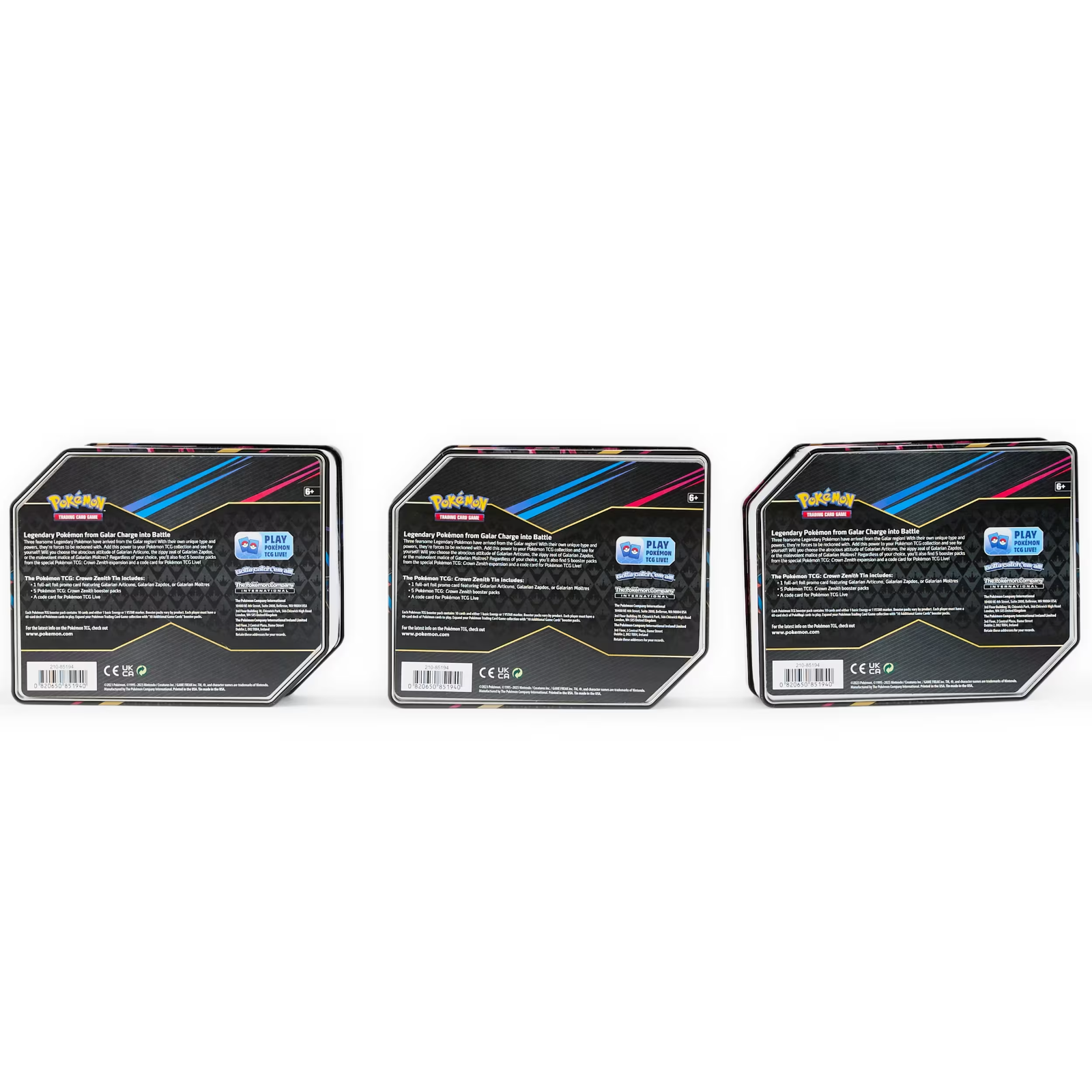 Pokemon TCG: Crown Zenith 5 Pack Tin (Random Artwork)